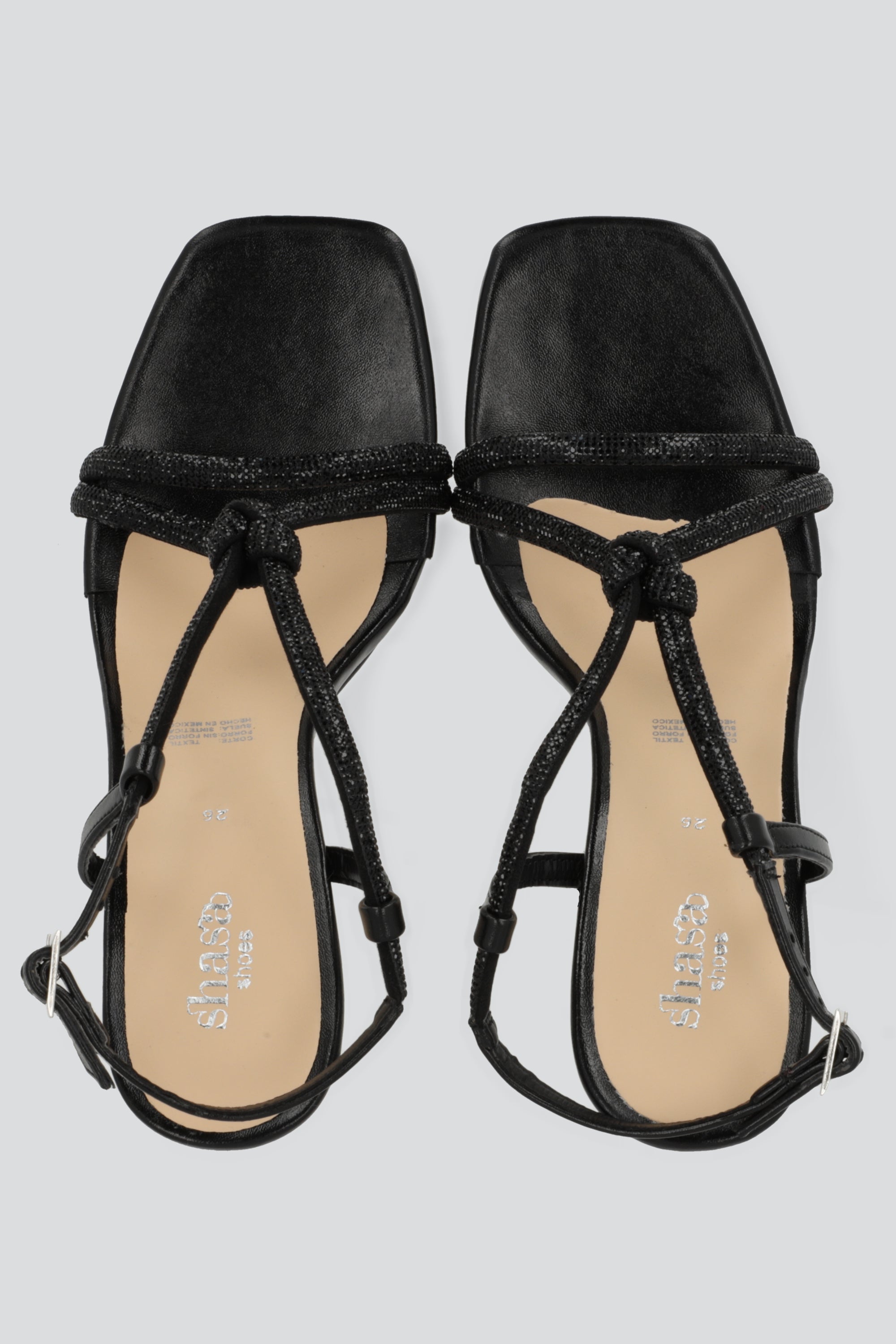 Tacon alto nudo brillos NEGRO