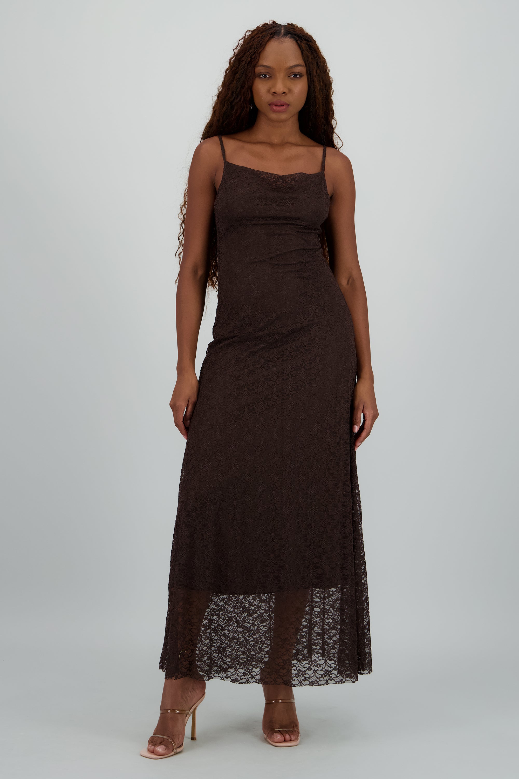 Vestido midi encaje CHOCOLATE