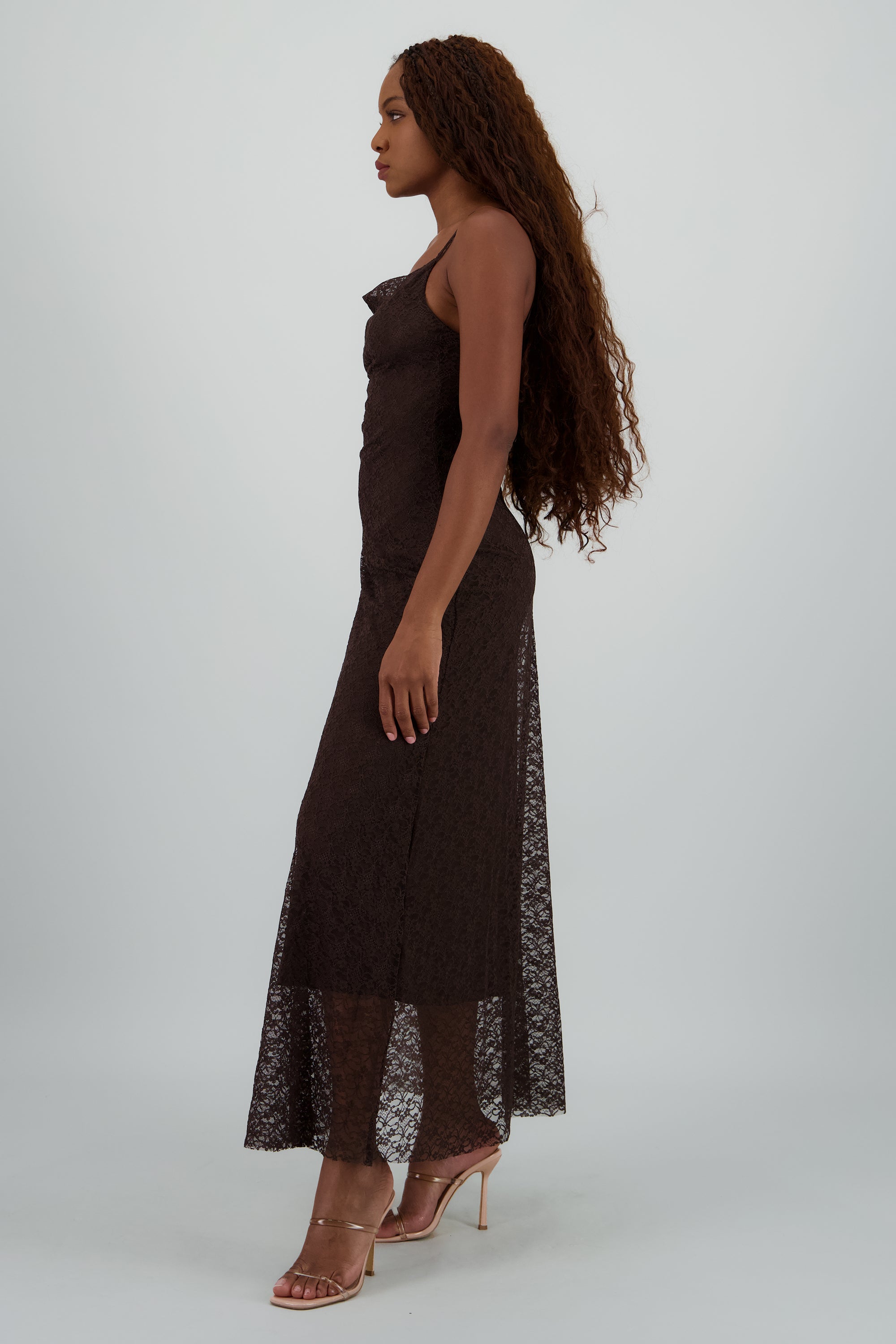 Vestido midi encaje CHOCOLATE
