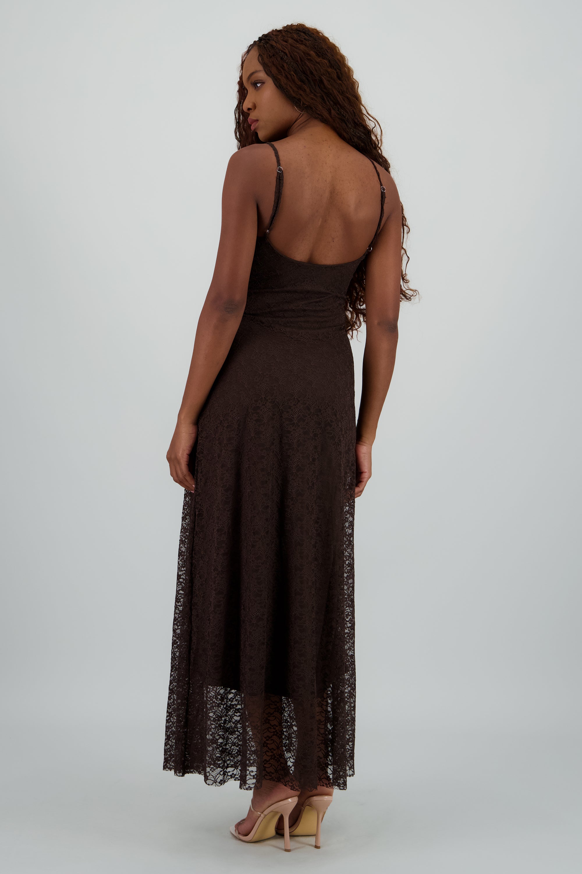 Vestido midi encaje CHOCOLATE