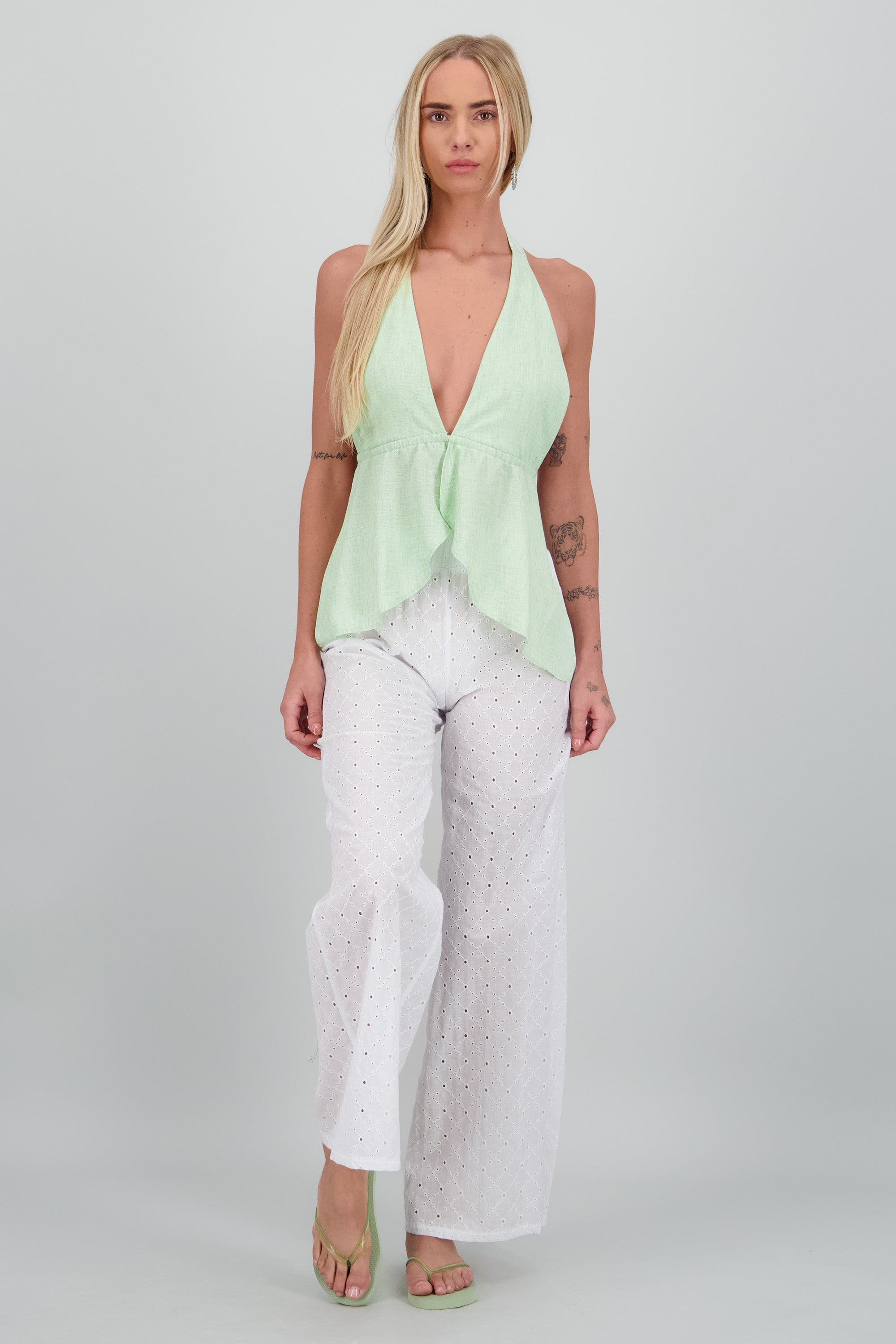 Flip flop chinela transparente a tono OLIVO