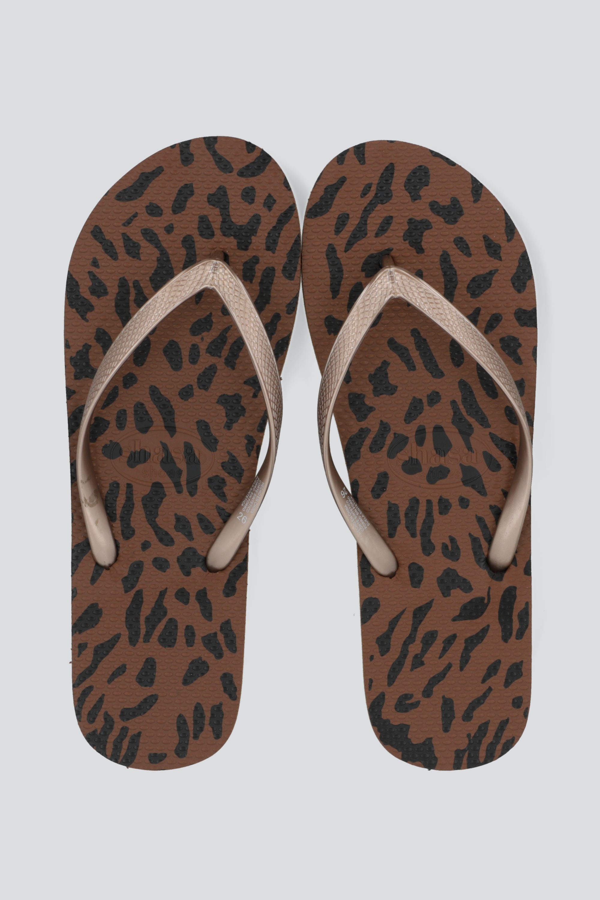 Flip flop animal print chinela metalica CAFE