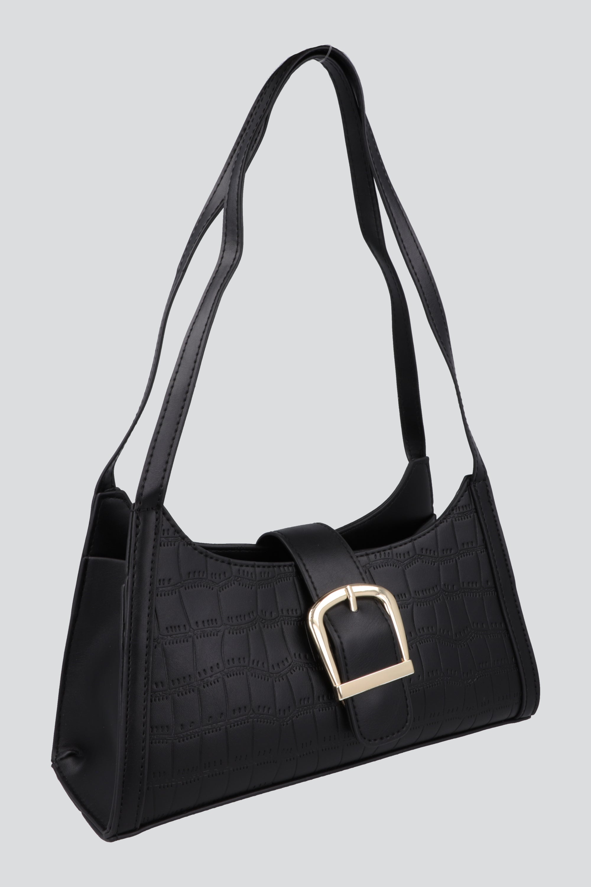 Bolsa hombro croco broche NEGRO