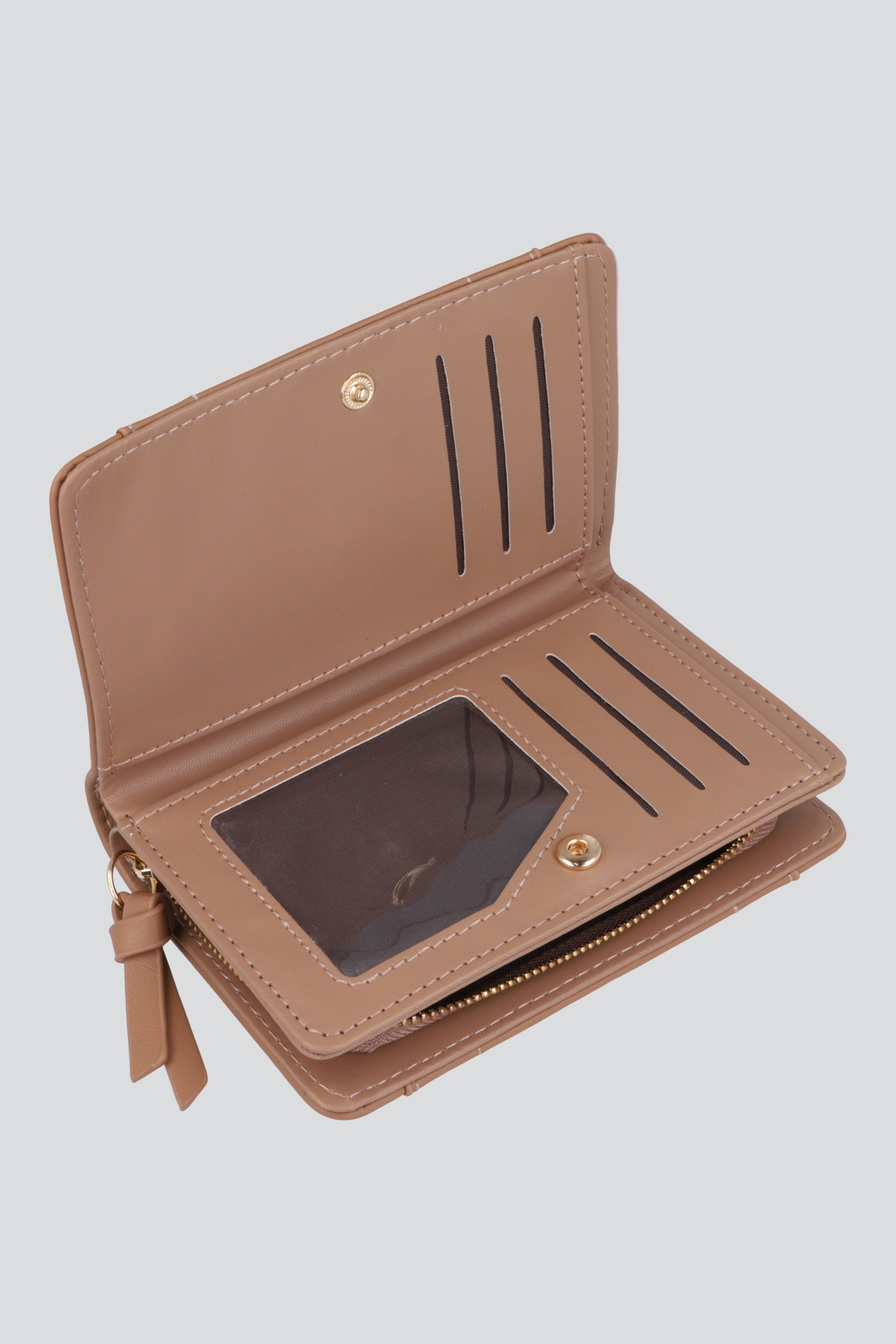 Cartera zipper cintas CAMELLO