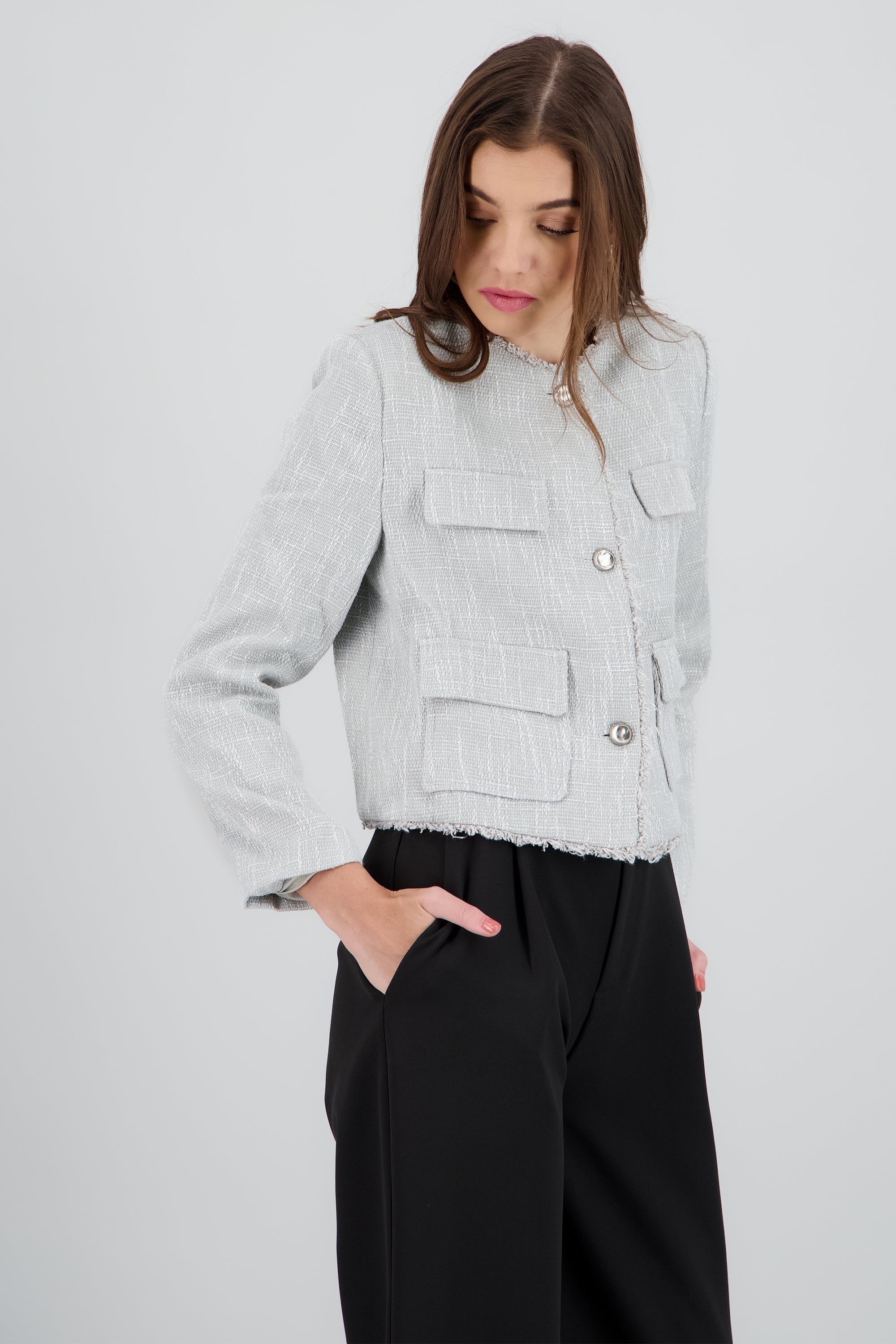 Saco de tweed detalle bordes VERDE CLARO