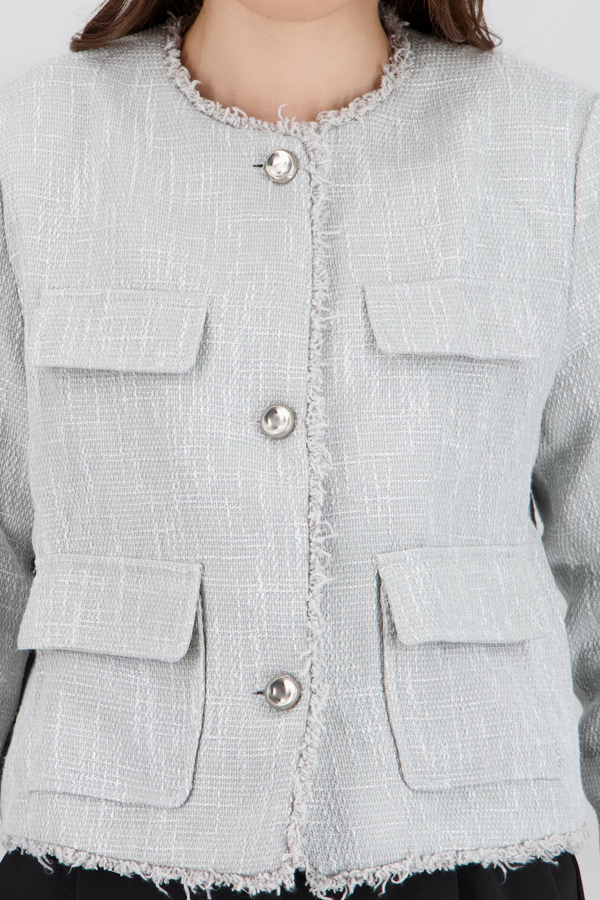 Saco de tweed detalle bordes VERDE CLARO