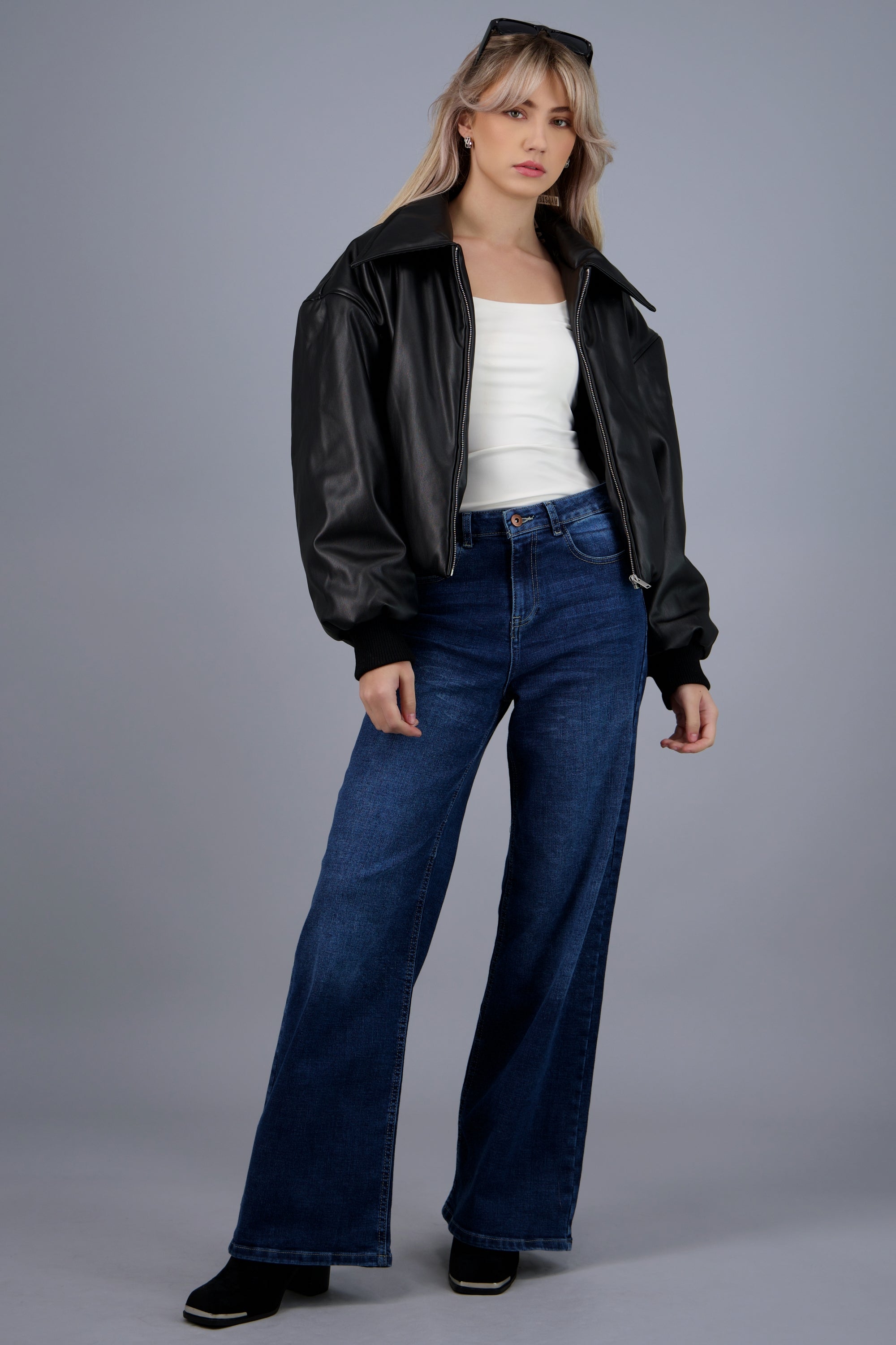 Puffer efecto piel NEGRO