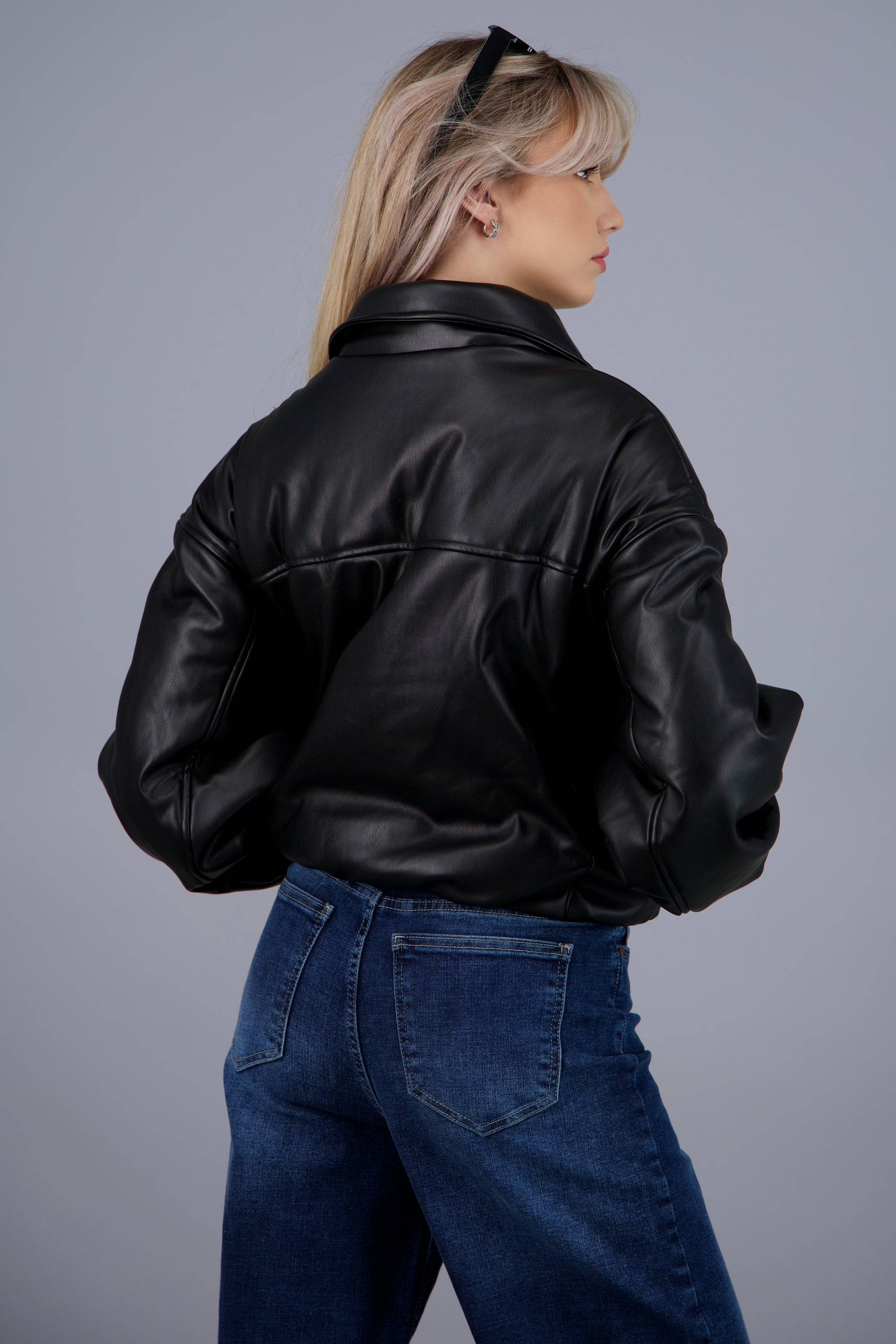 Puffer efecto piel NEGRO