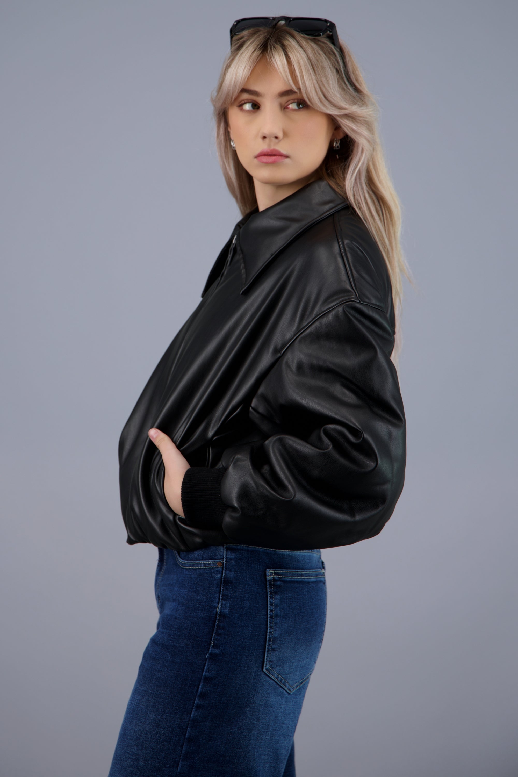 Puffer efecto piel NEGRO