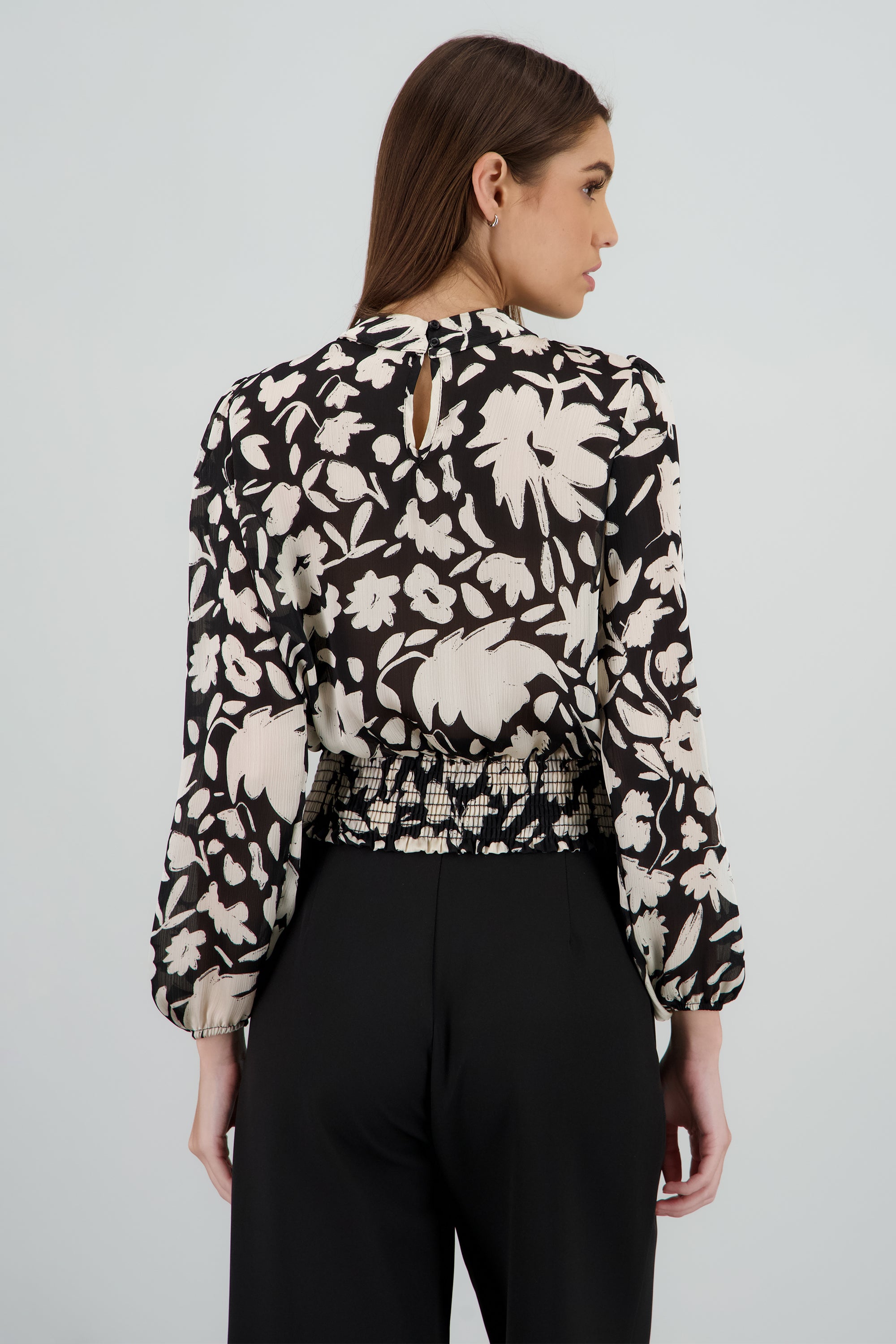 Blusa manga abullonada estampado floral NEGRO COMBO