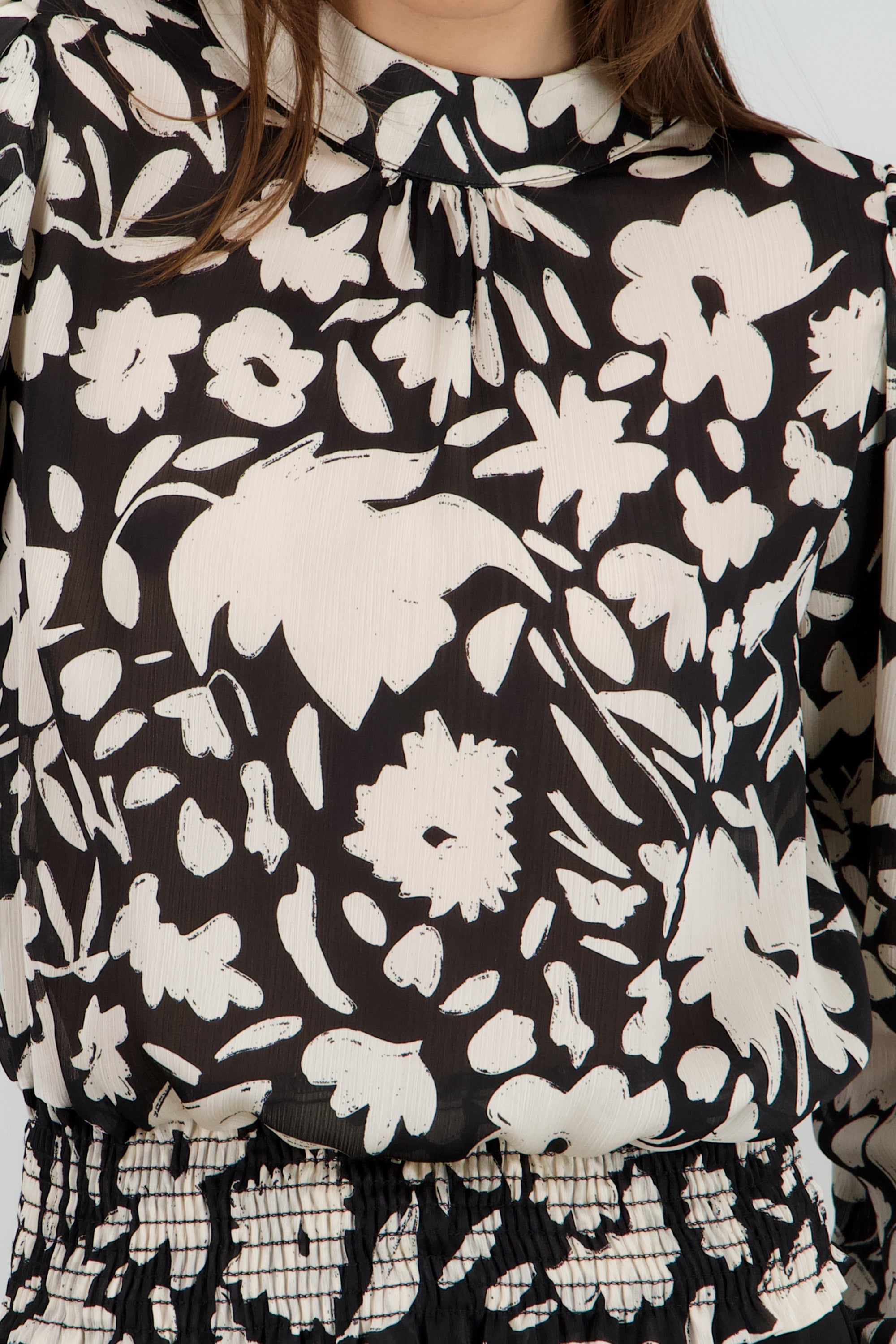 Blusa manga abullonada estampado floral NEGRO COMBO