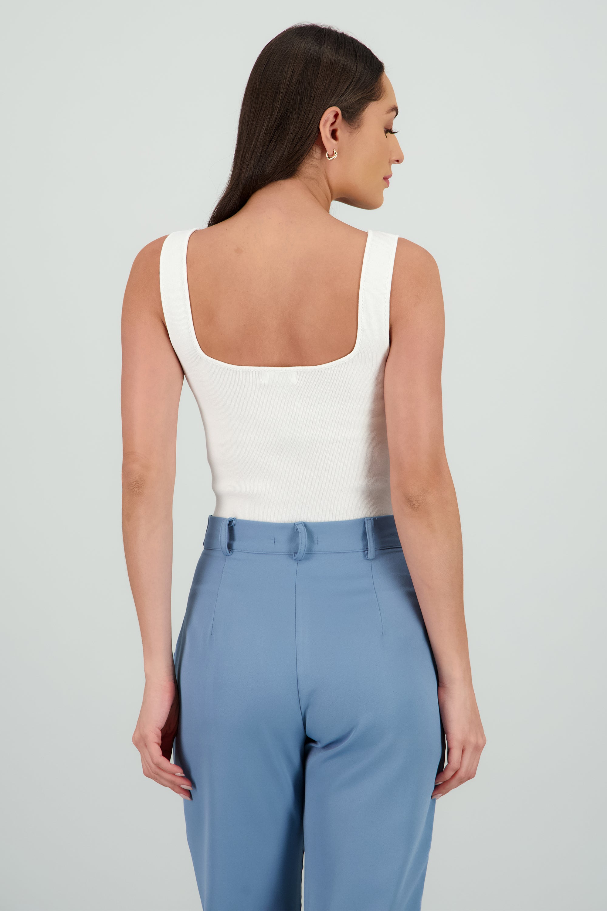 Top escote cuadrado tejido BLANCO