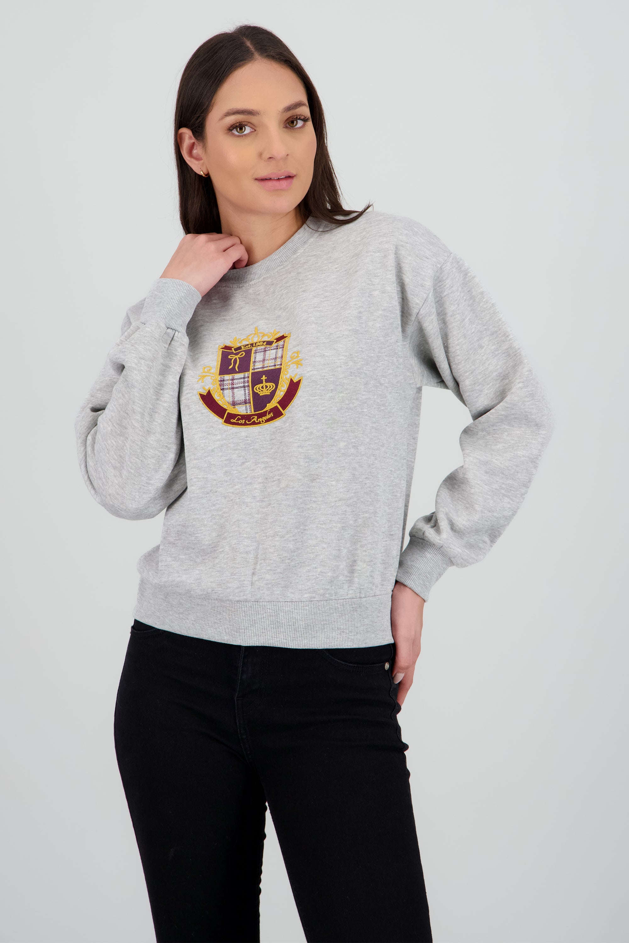 Sudadera escudo moños GRIS JASPE