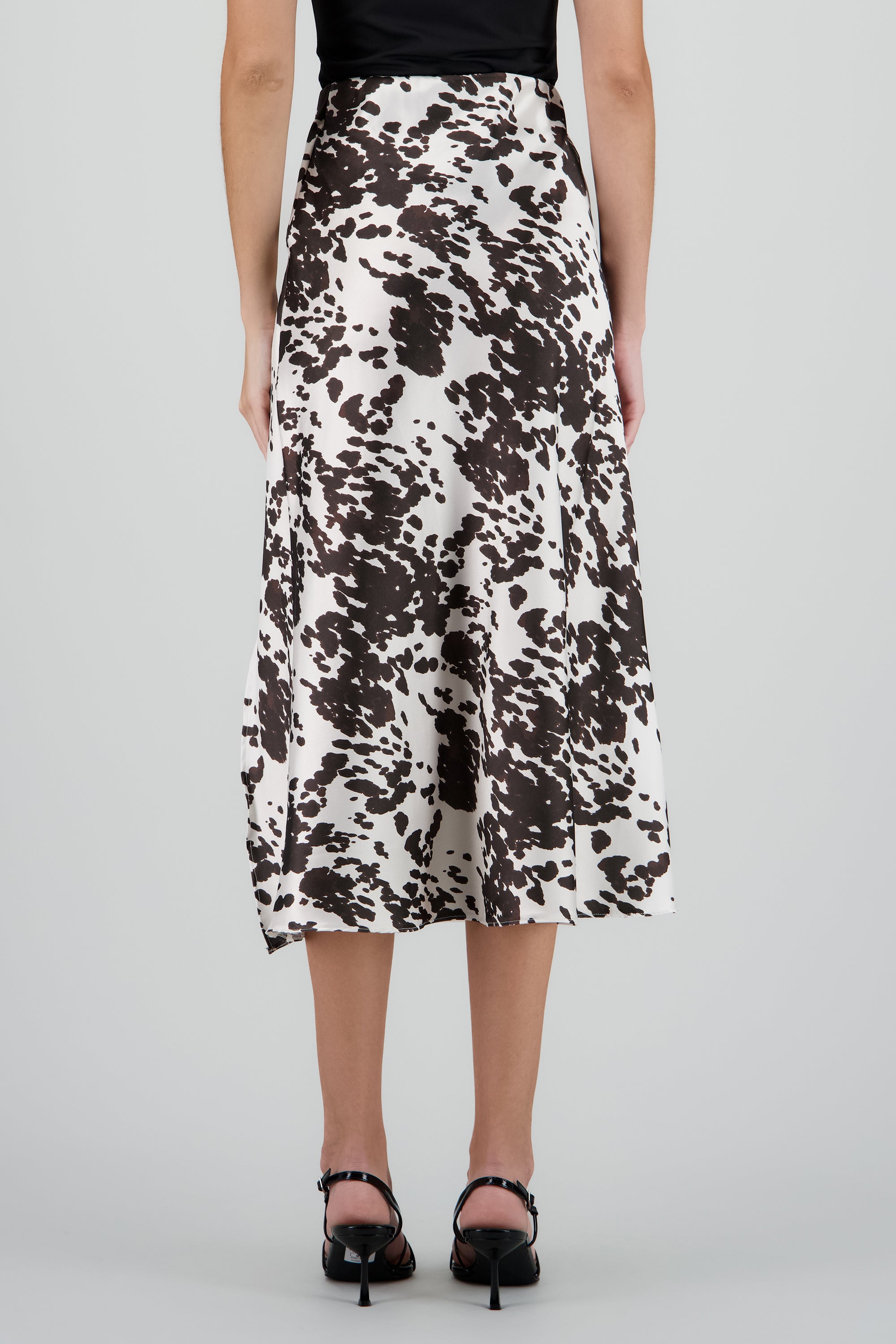 Falda maxi satinada estampado vaca CAFE COMBO