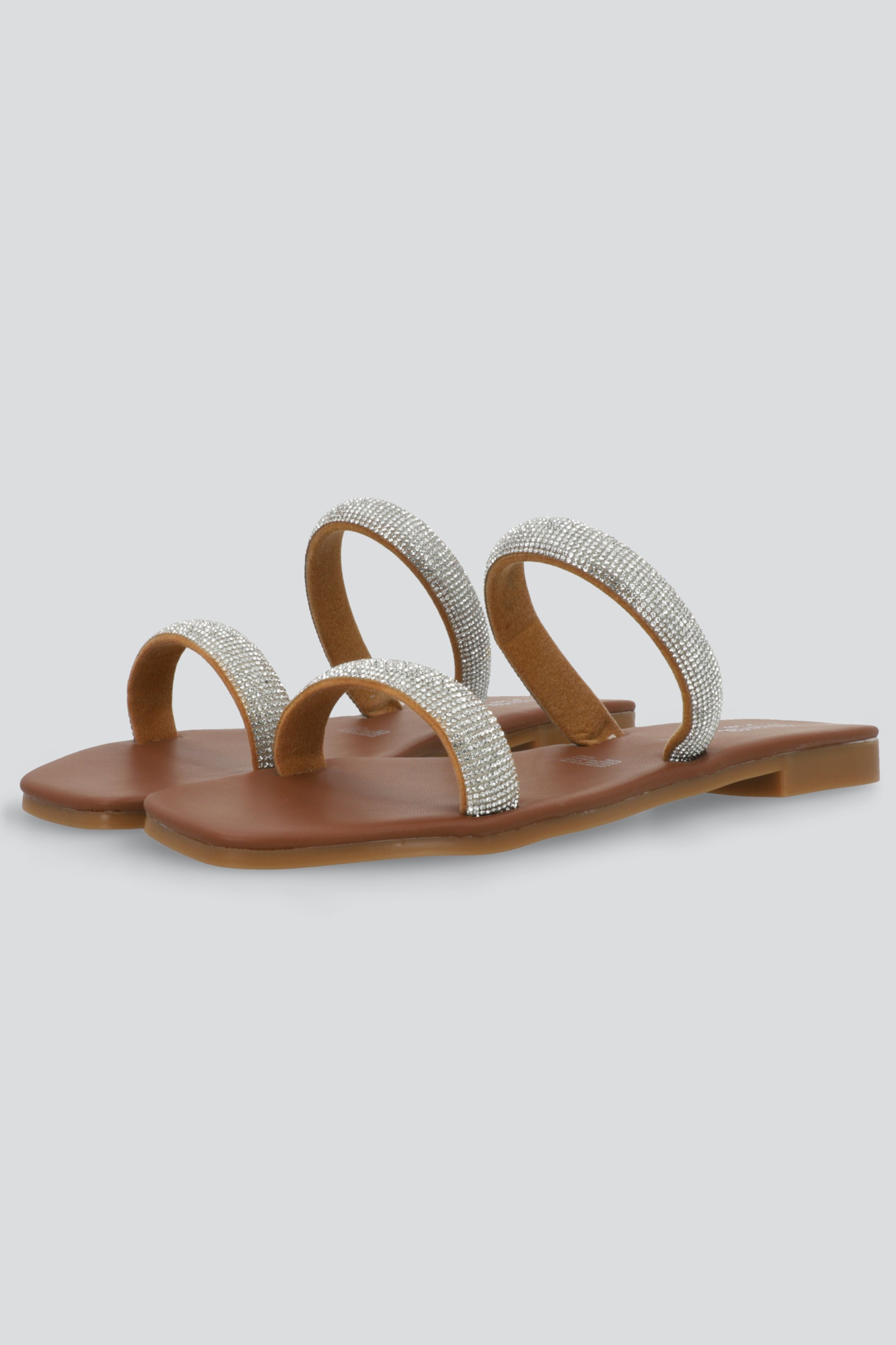 Sandalia dos tiras brillos PLATA