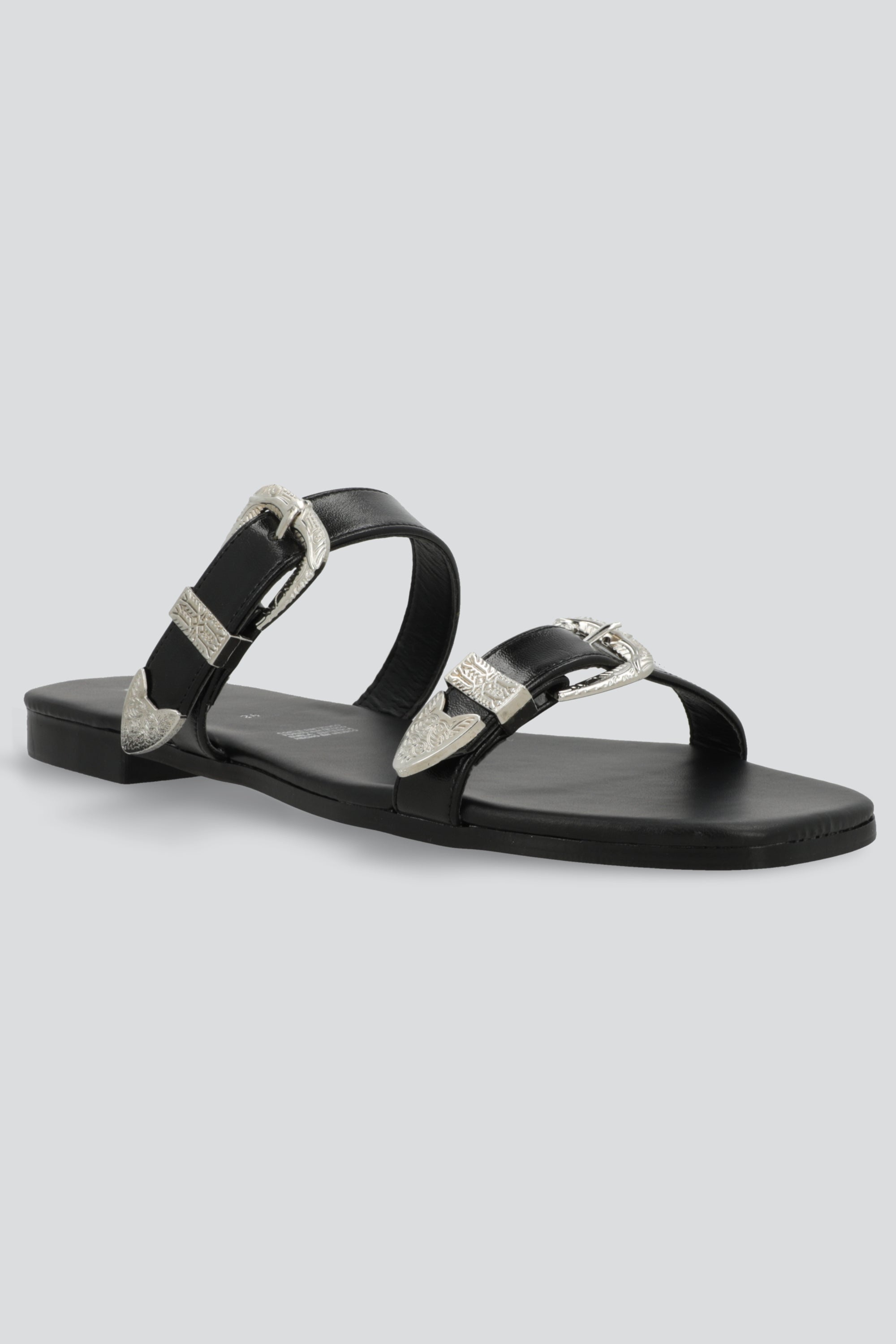 Sandalia dos tiras hebillas NEGRO