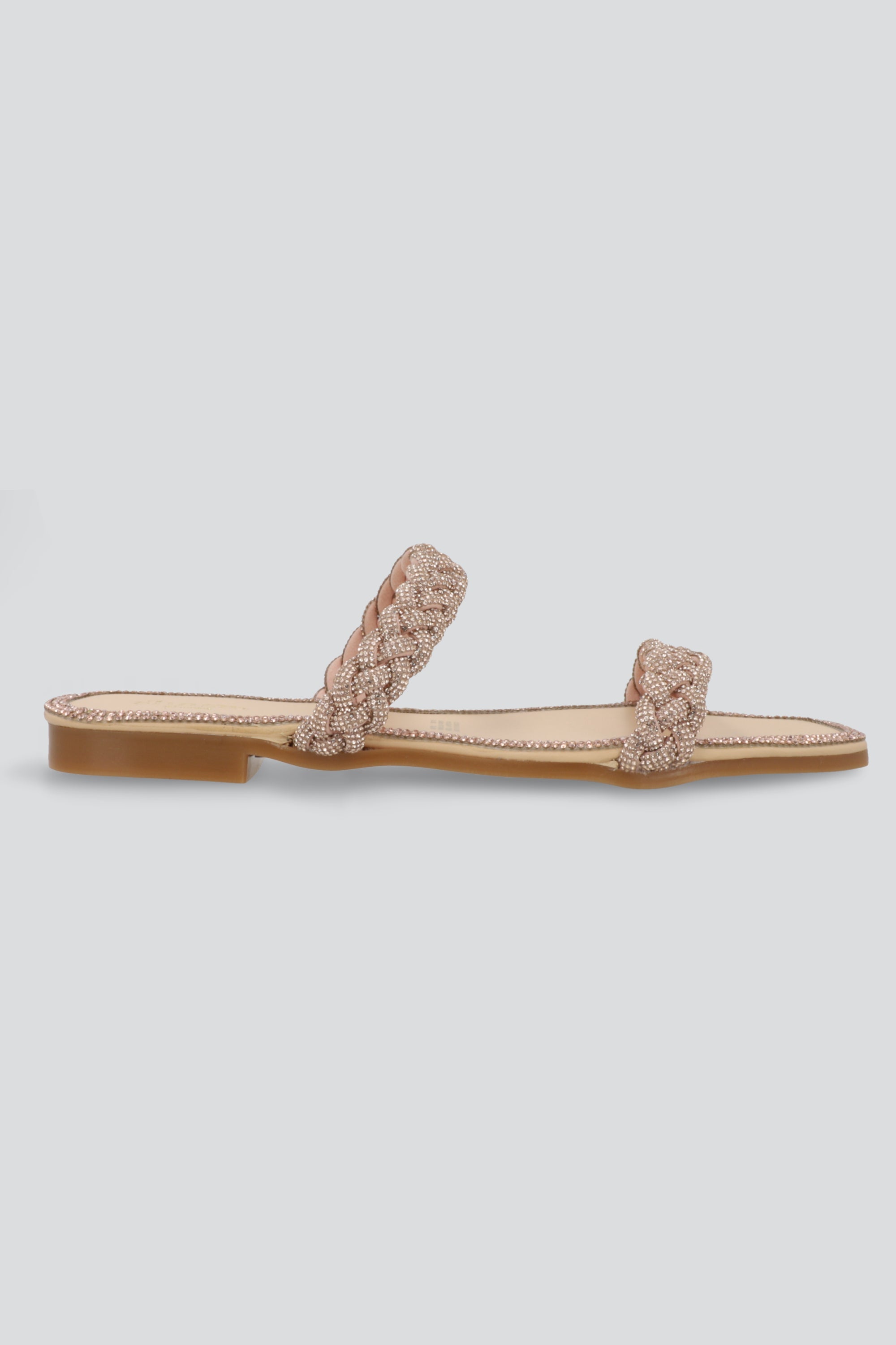 Sandalia trenzas brillos ORO ROSA