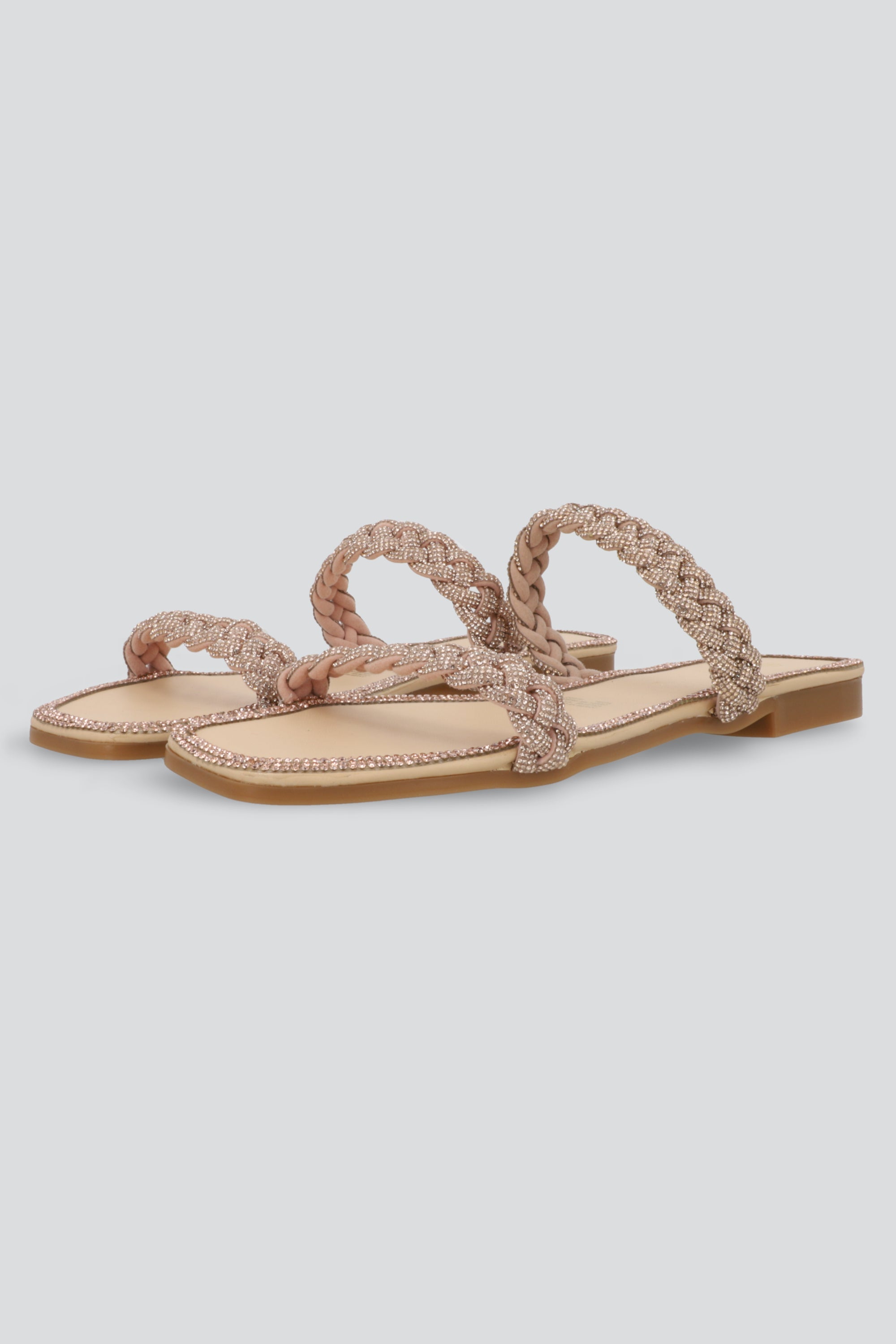 Sandalia trenzas brillos ORO ROSA