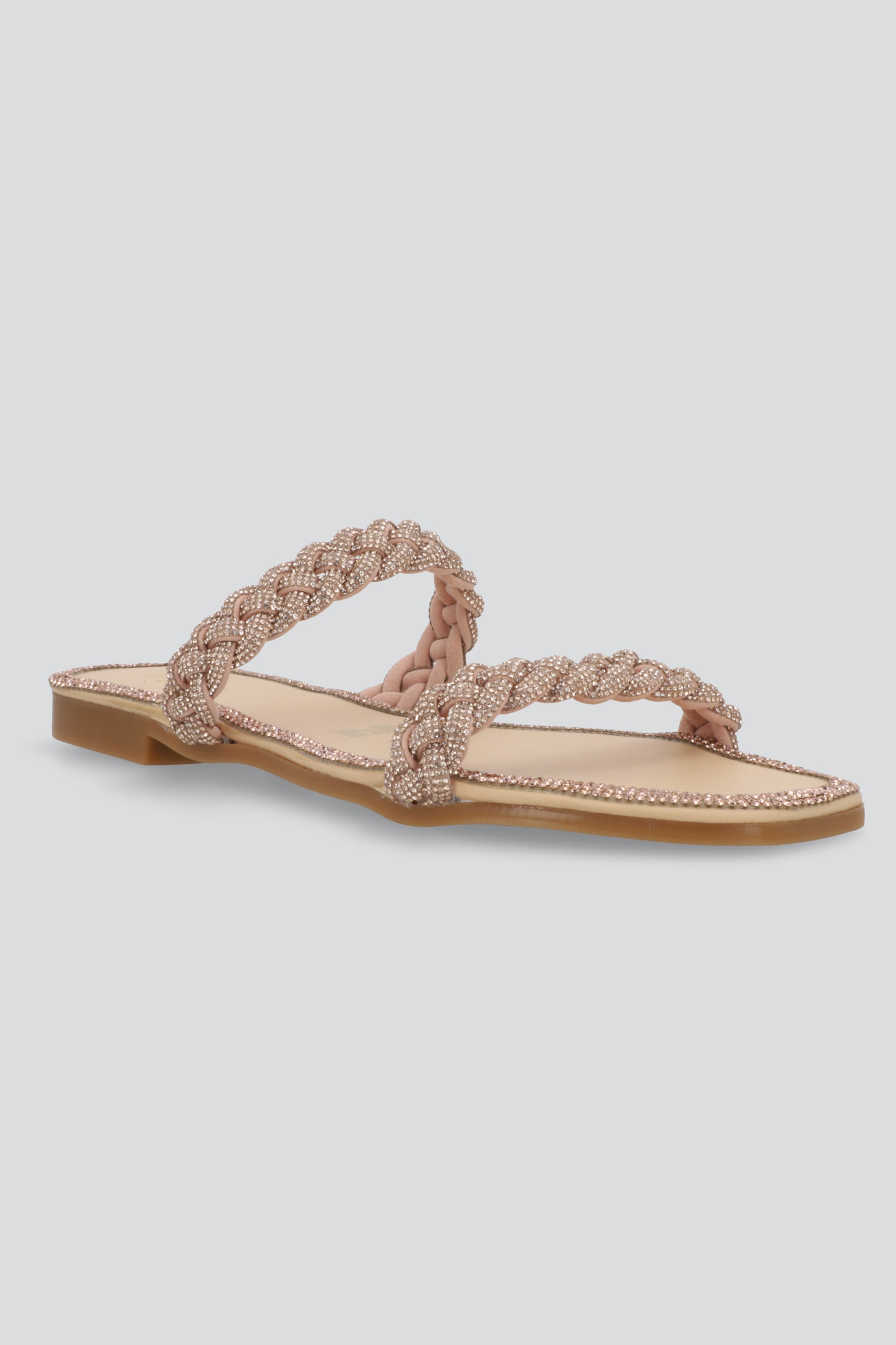 Sandalia trenzas brillos ORO ROSA