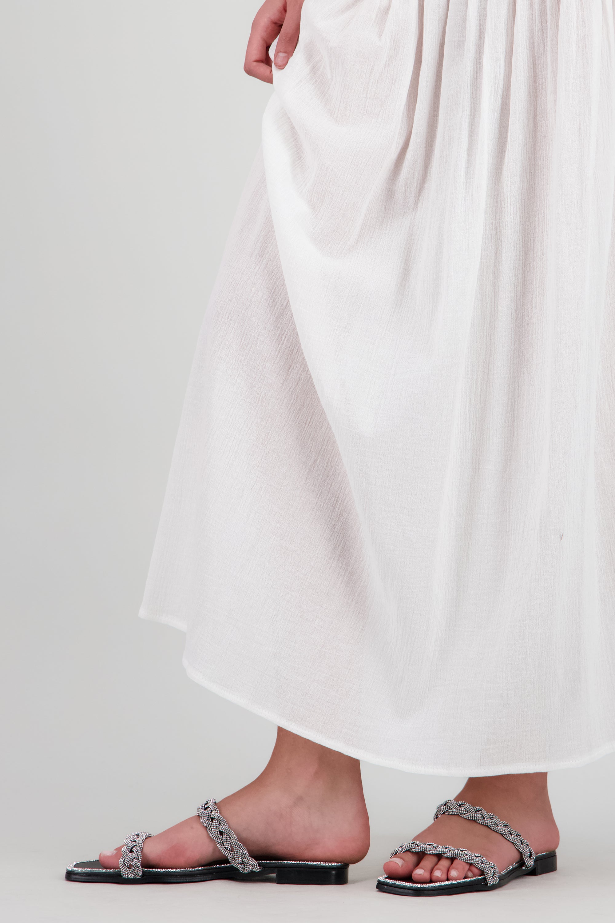 Sandalia trenzas brillos NEGRO