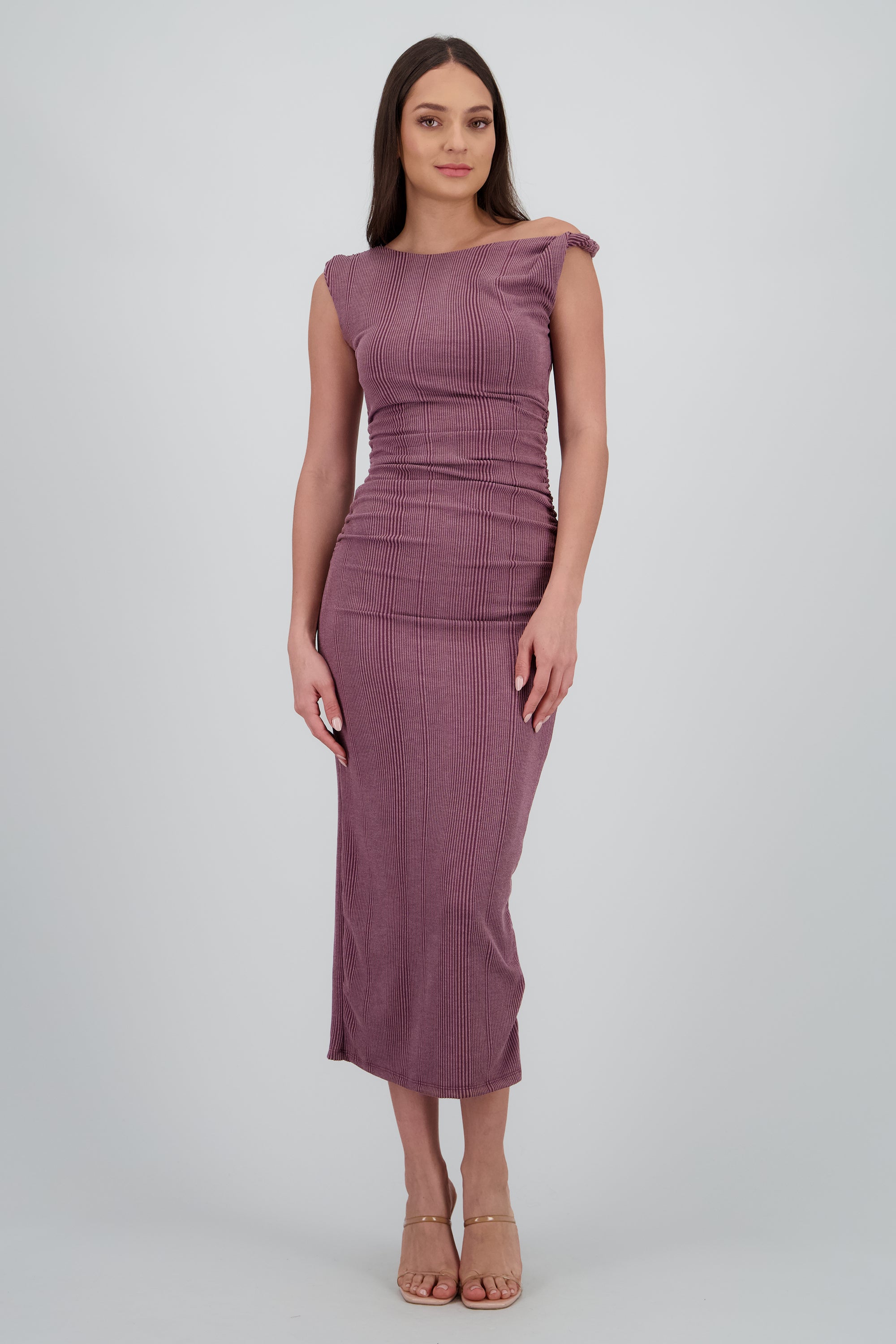 Vestido maxi det hombro CIRUELA