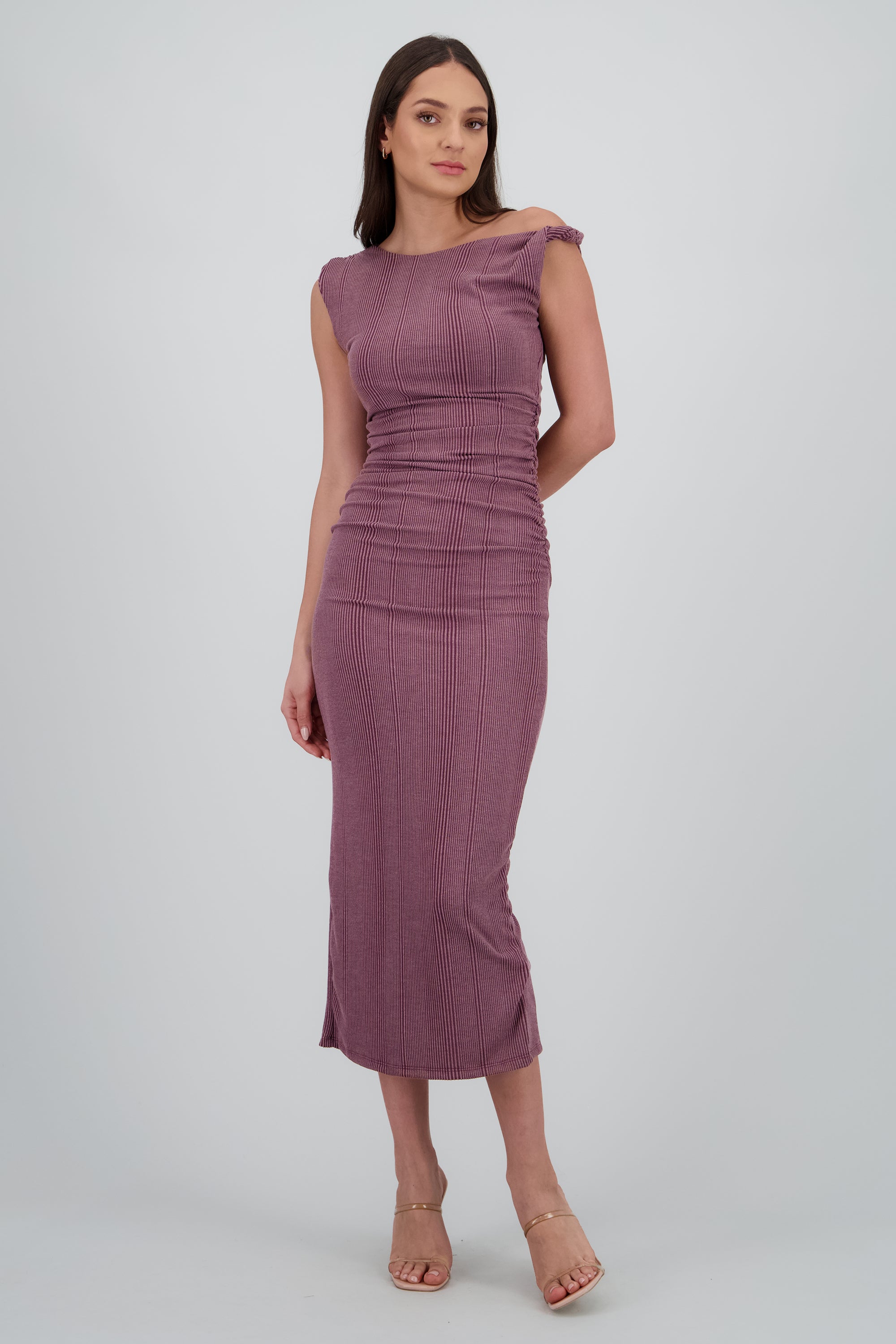 Vestido maxi det hombro CIRUELA