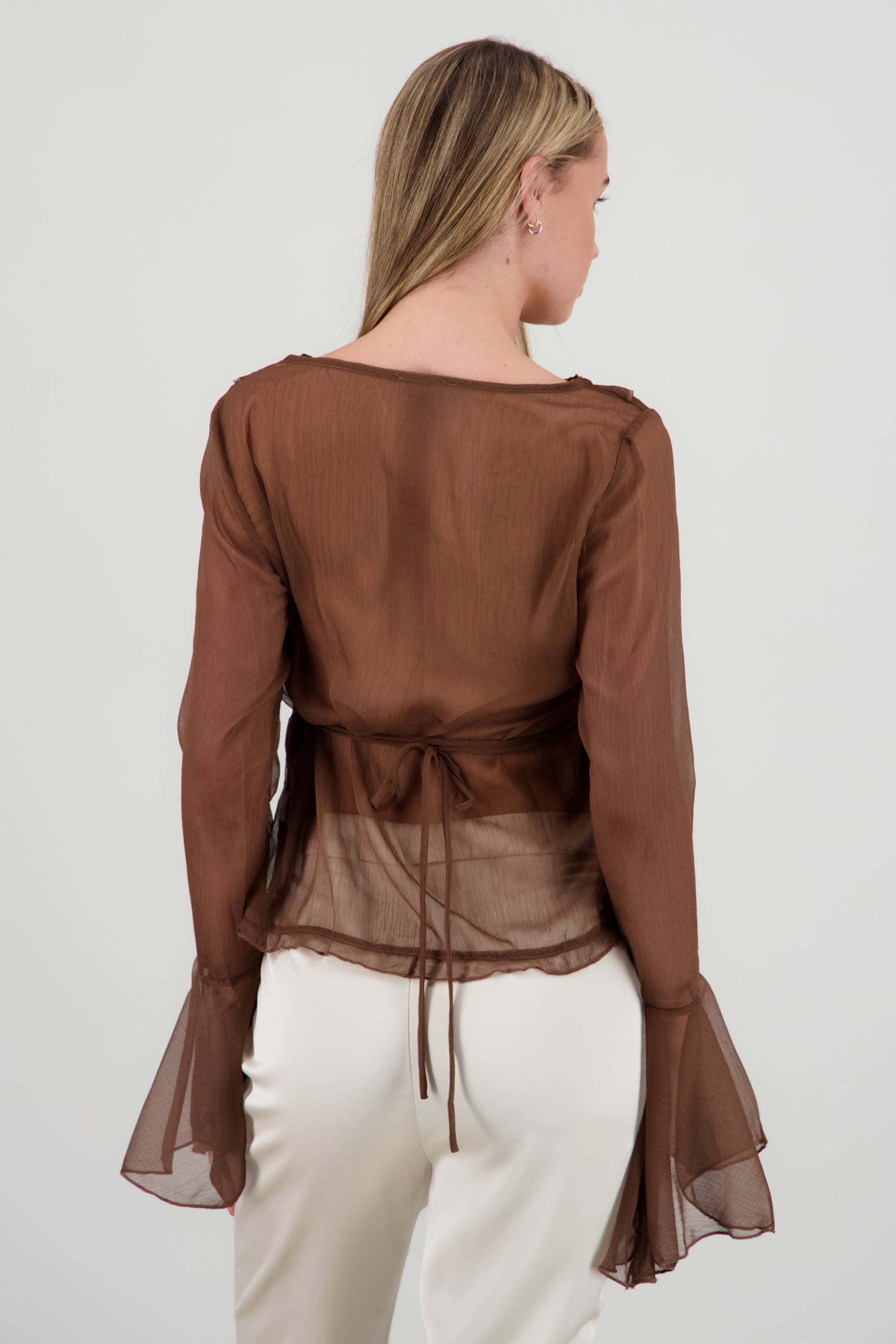Blusa boho detalle cintura CHOCOLATE