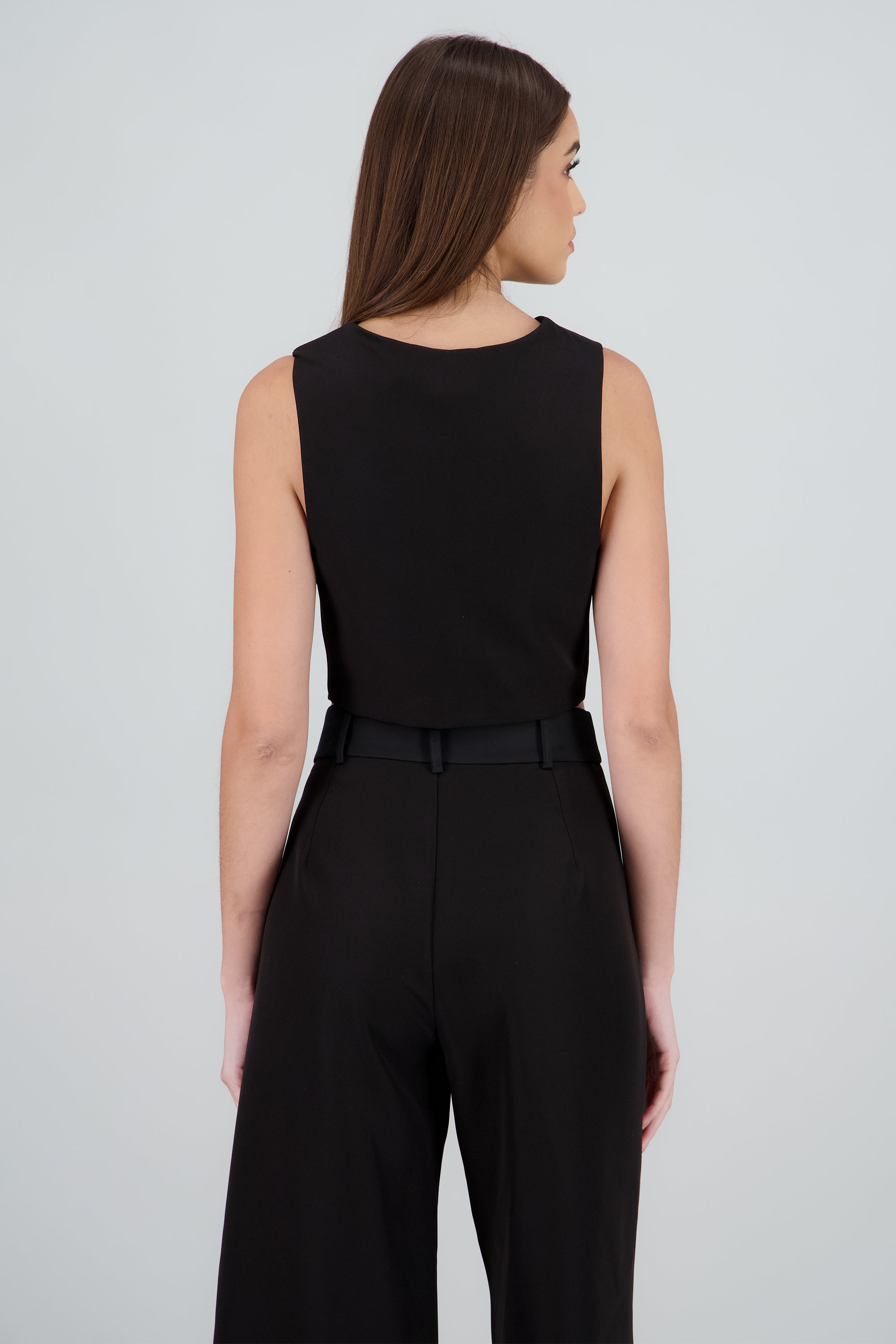 Chaleco con detalles satinados NEGRO