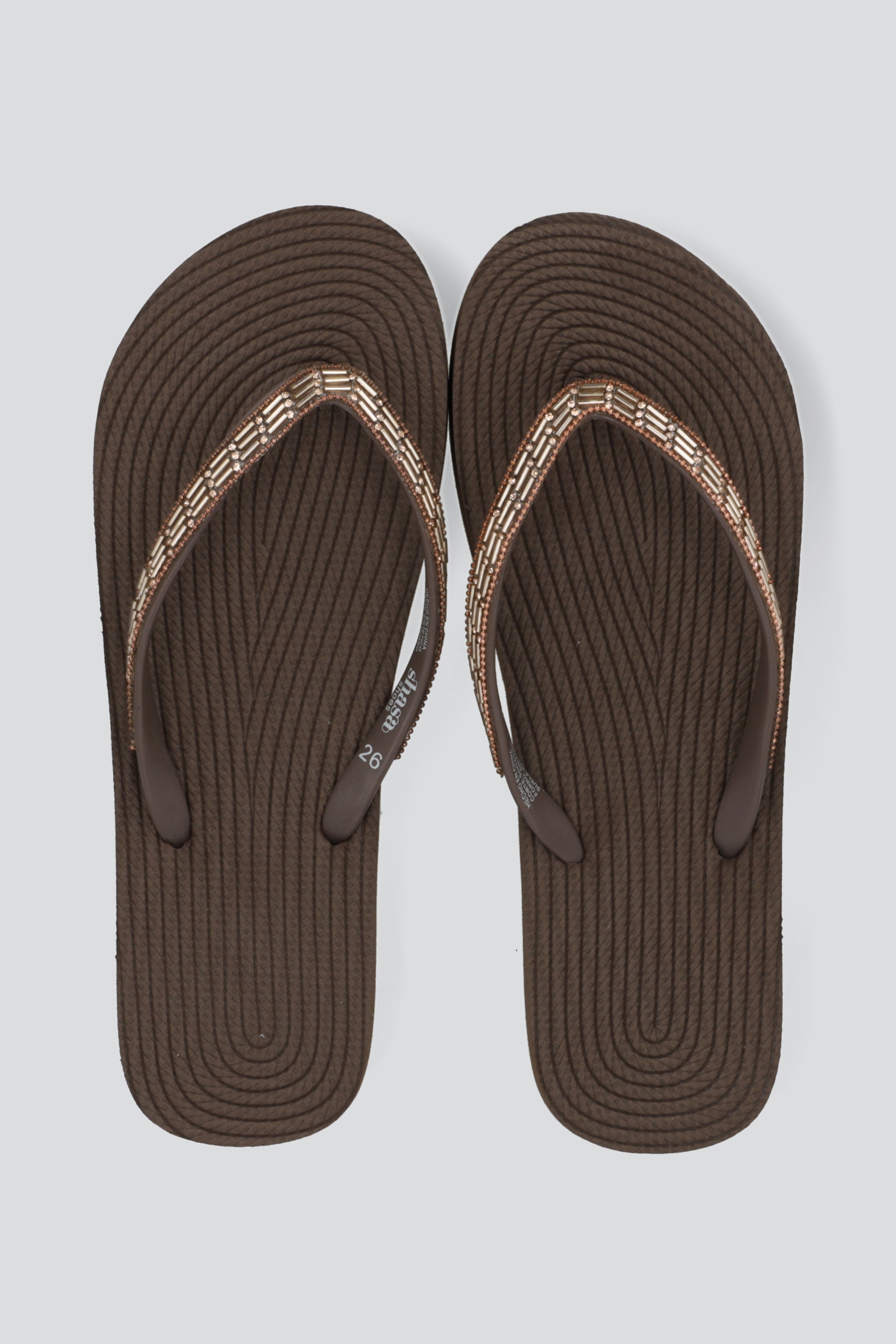 Flip flop chinela brillos largos CAFE