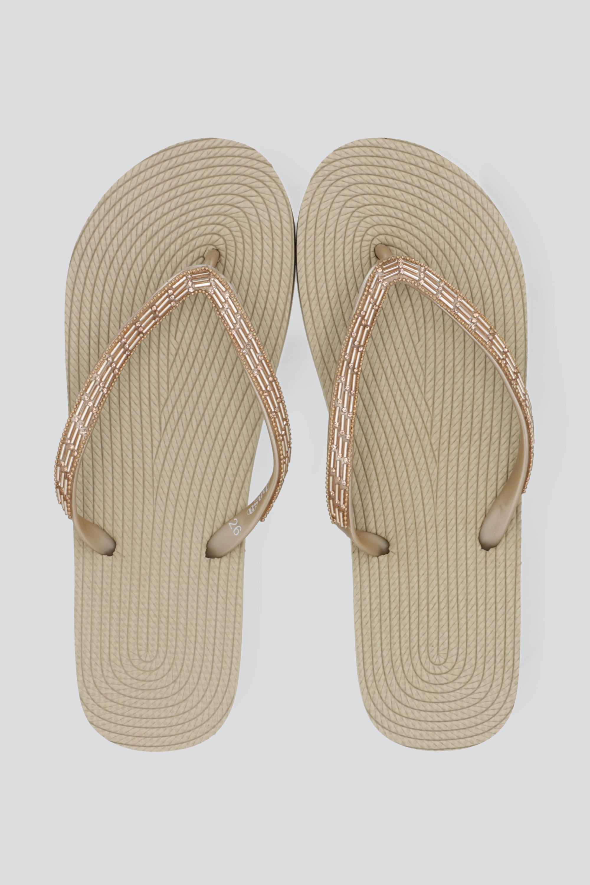 Flip flop chinela brillos largos TAUPE