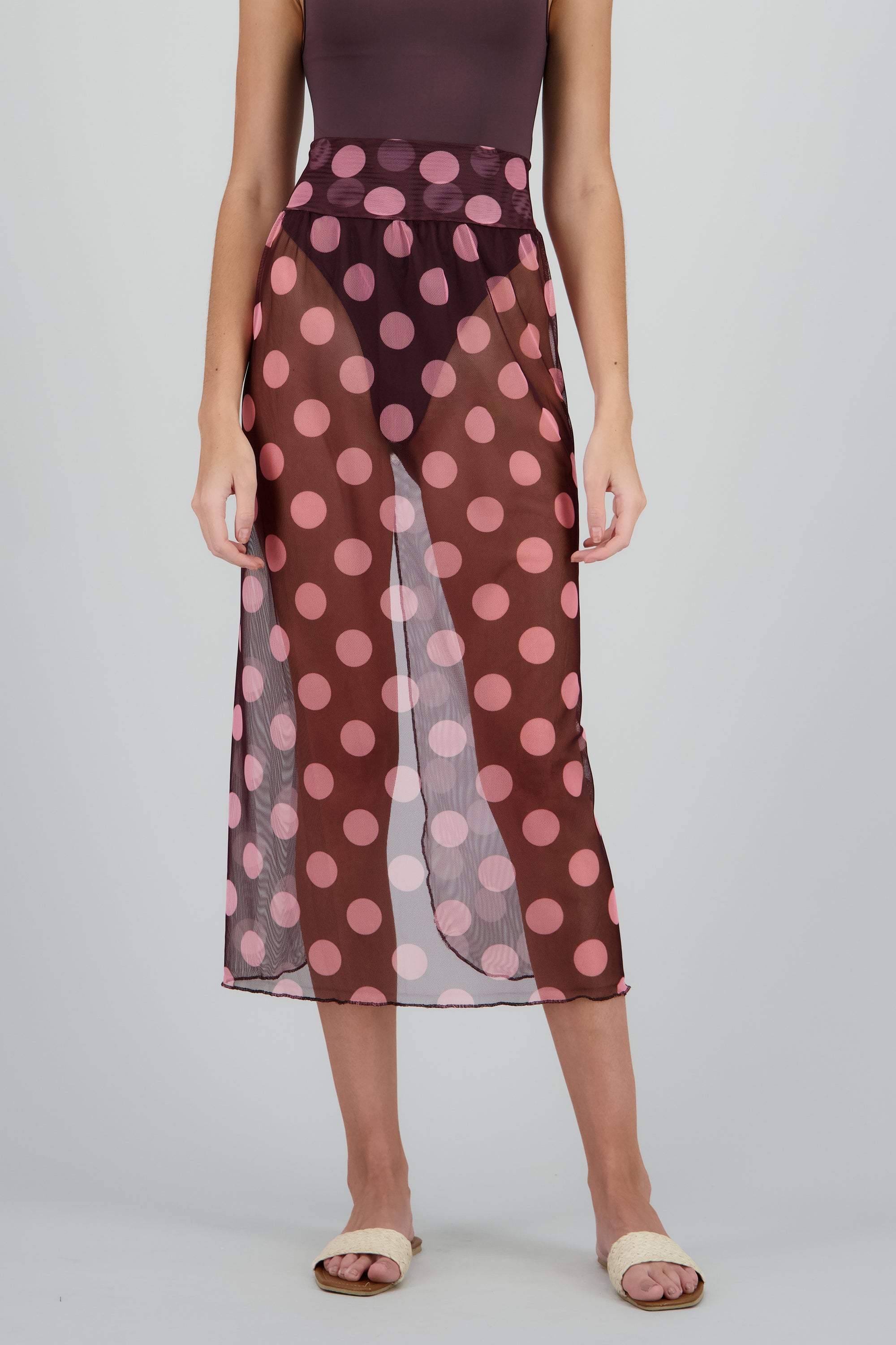 Pareo maxi estampado lunares CAFE COMBO