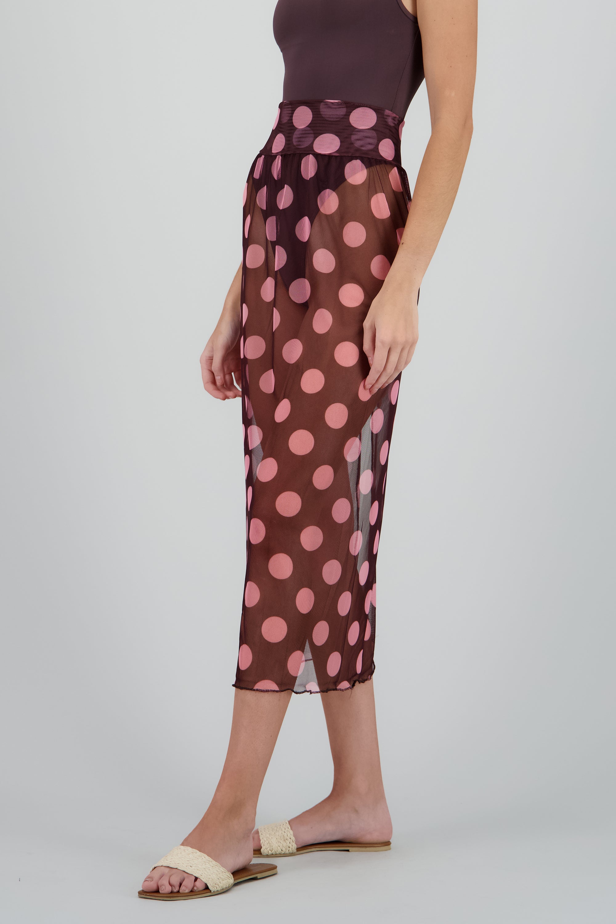 Pareo maxi estampado lunares CAFE COMBO
