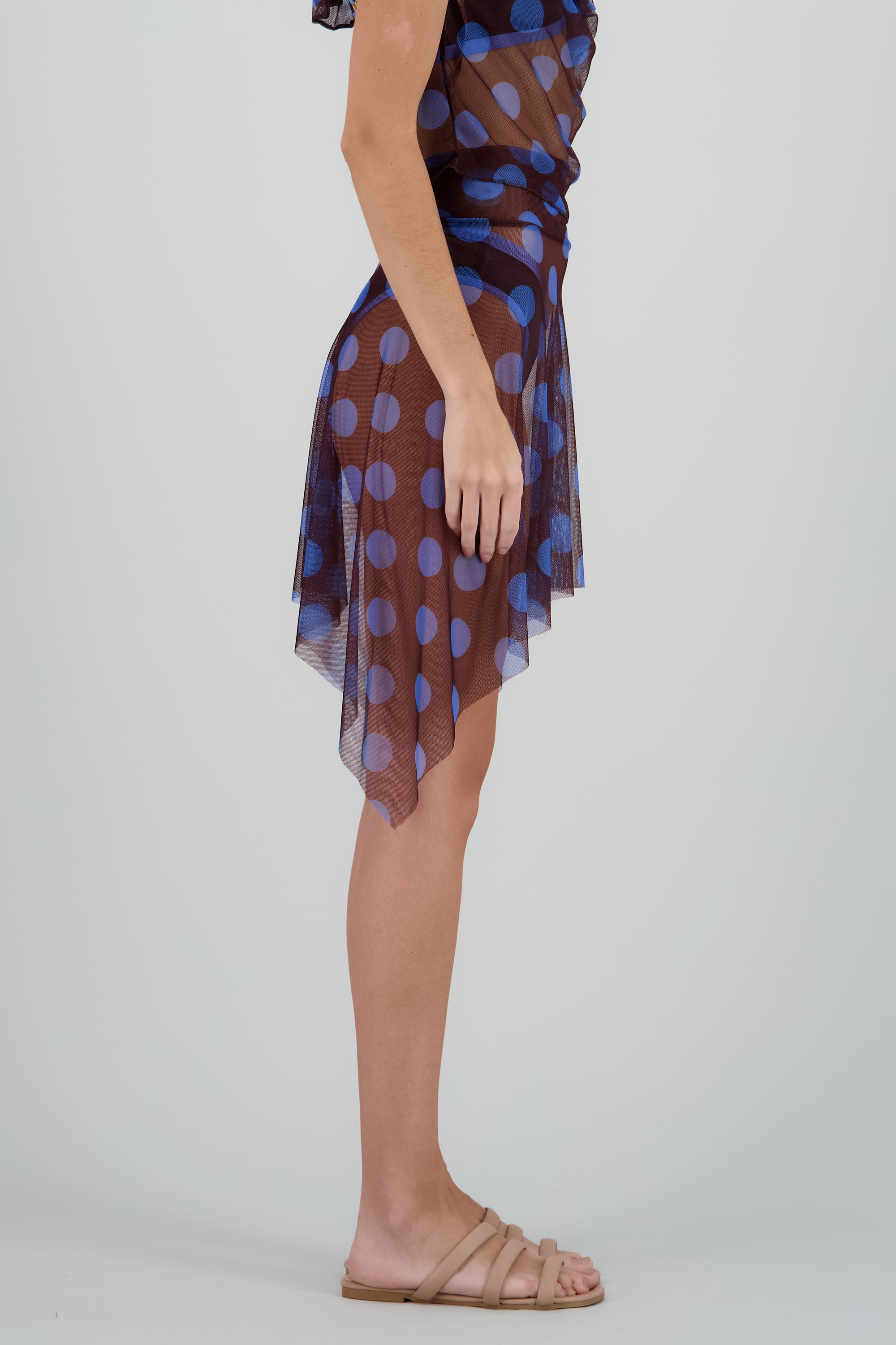 Pareo asimetrico estampado lunares CAFE COMBO