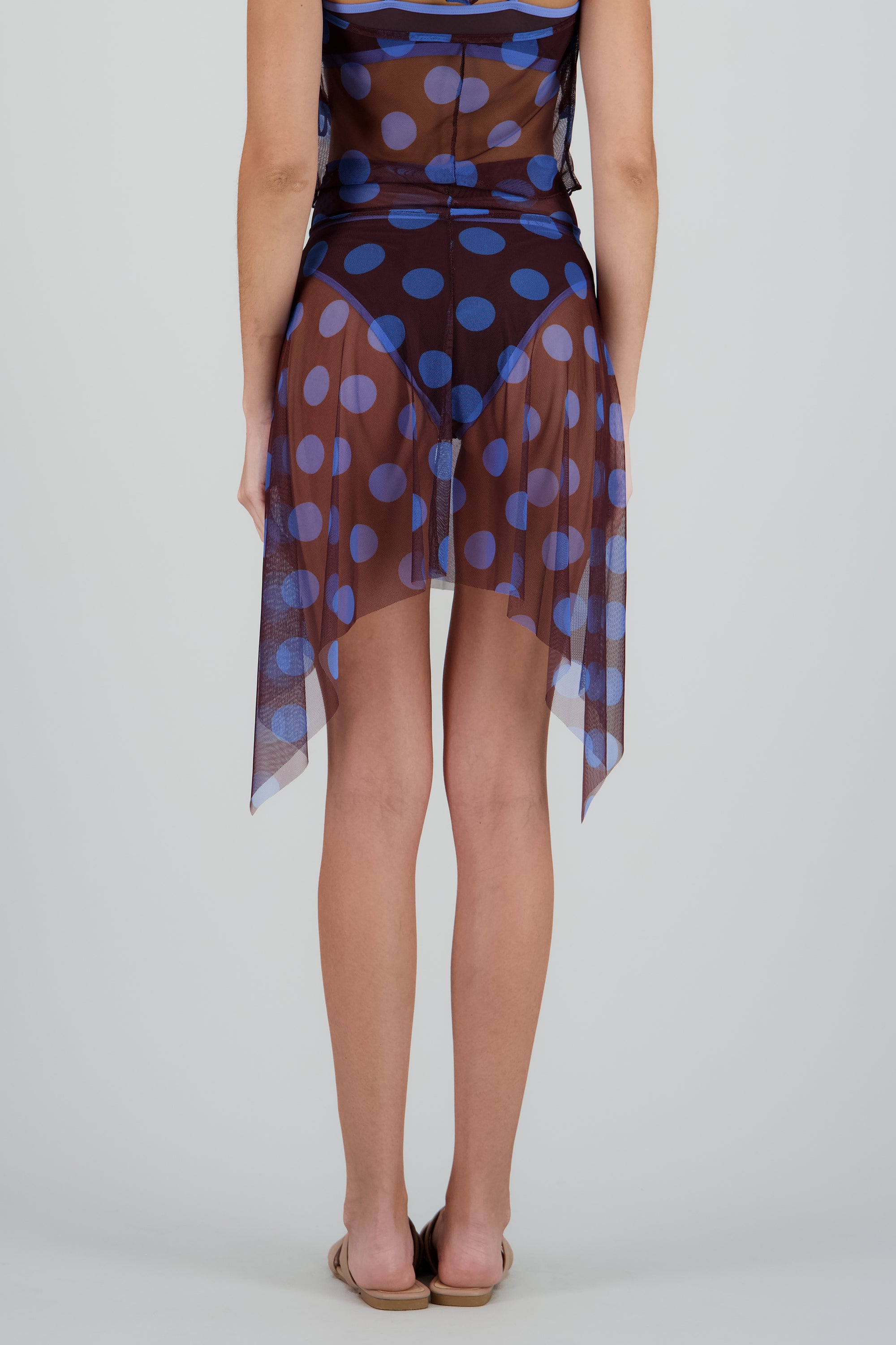 Pareo asimetrico estampado lunares CAFE COMBO