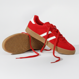 Tenis casual rayas punta suede