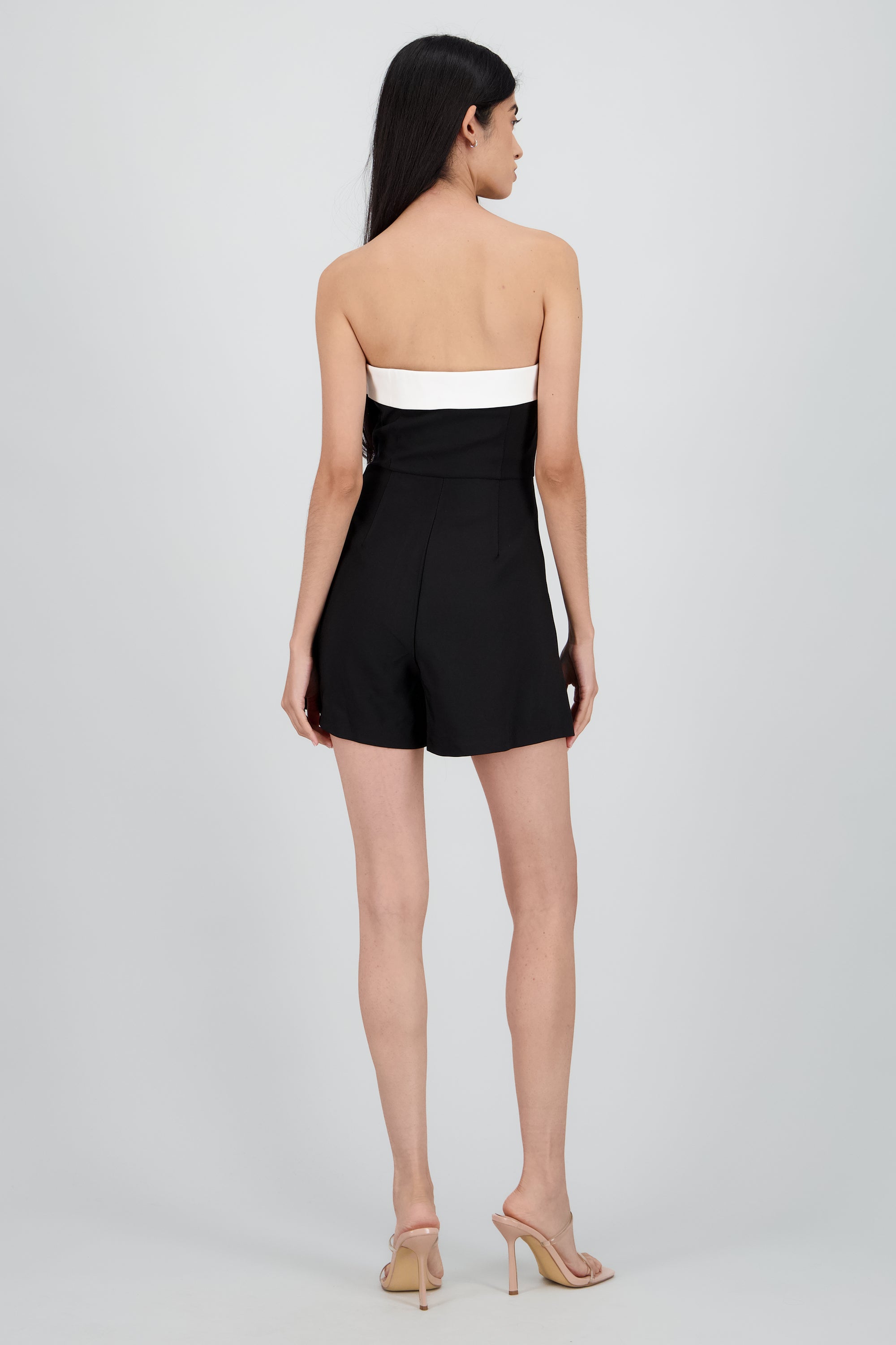Romper strapless detalle contraste NEGRO COMBO