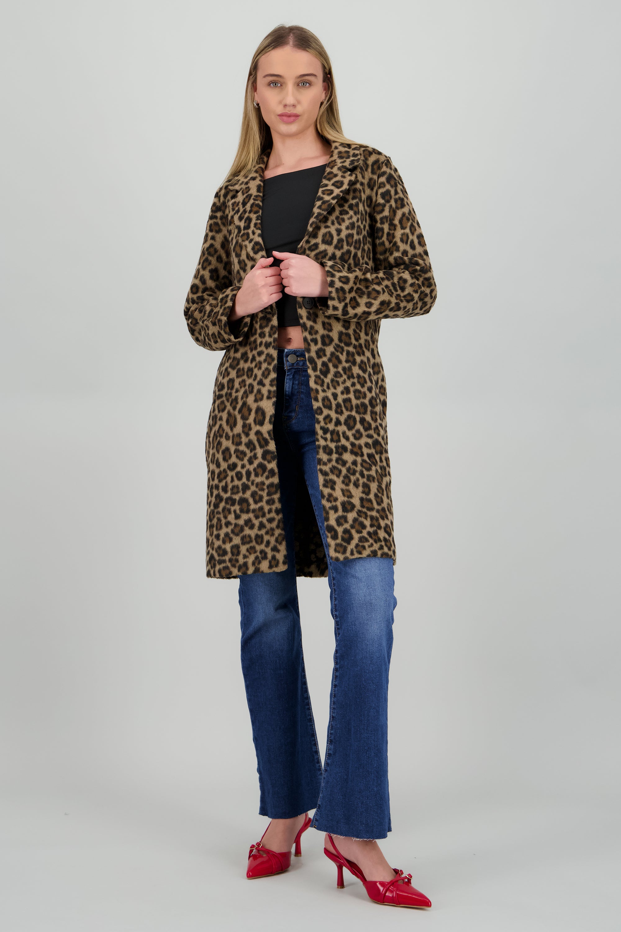 Abrigo animal print midi CAFE COMBO