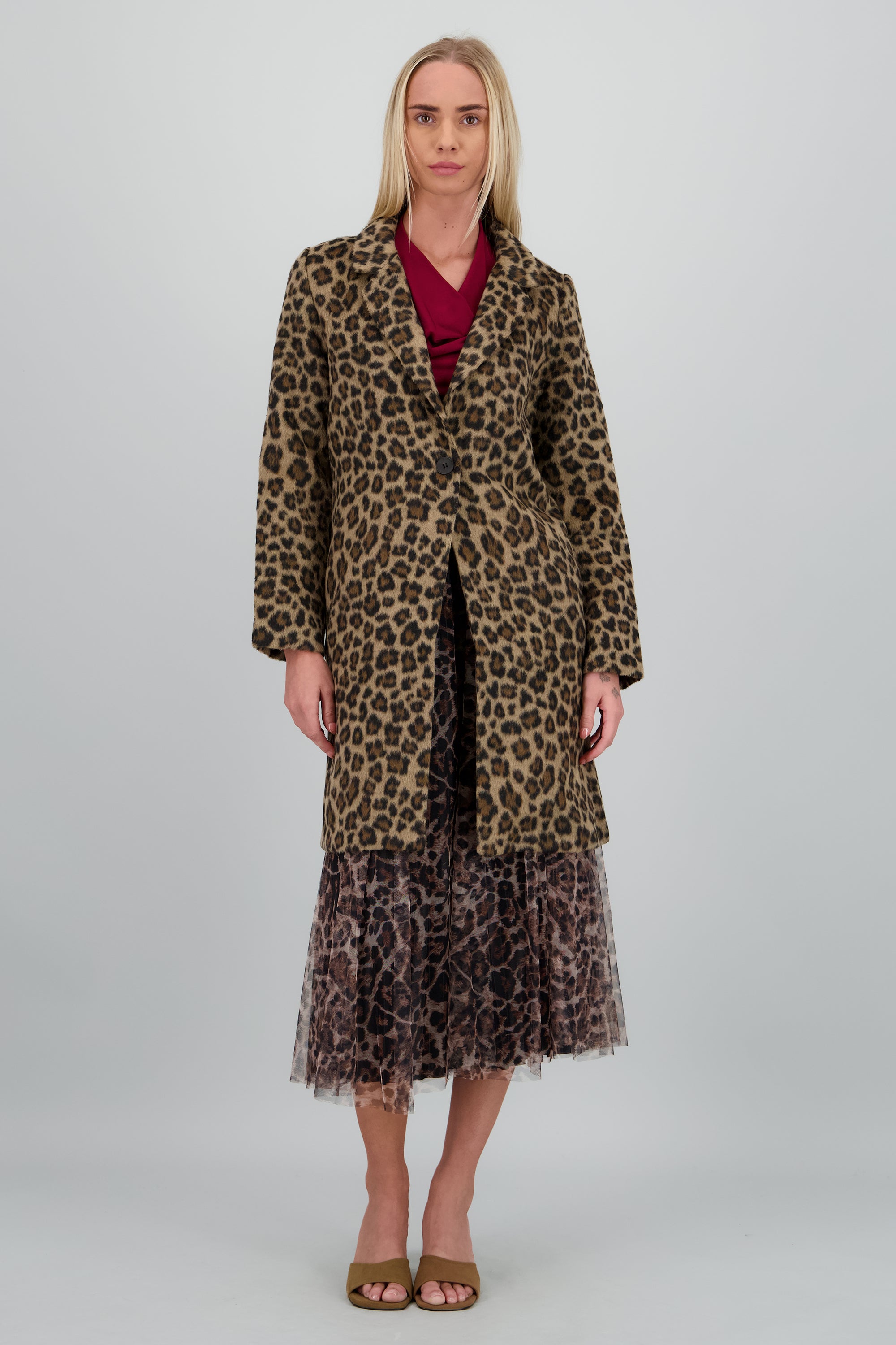 Abrigo animal print midi CAFE COMBO