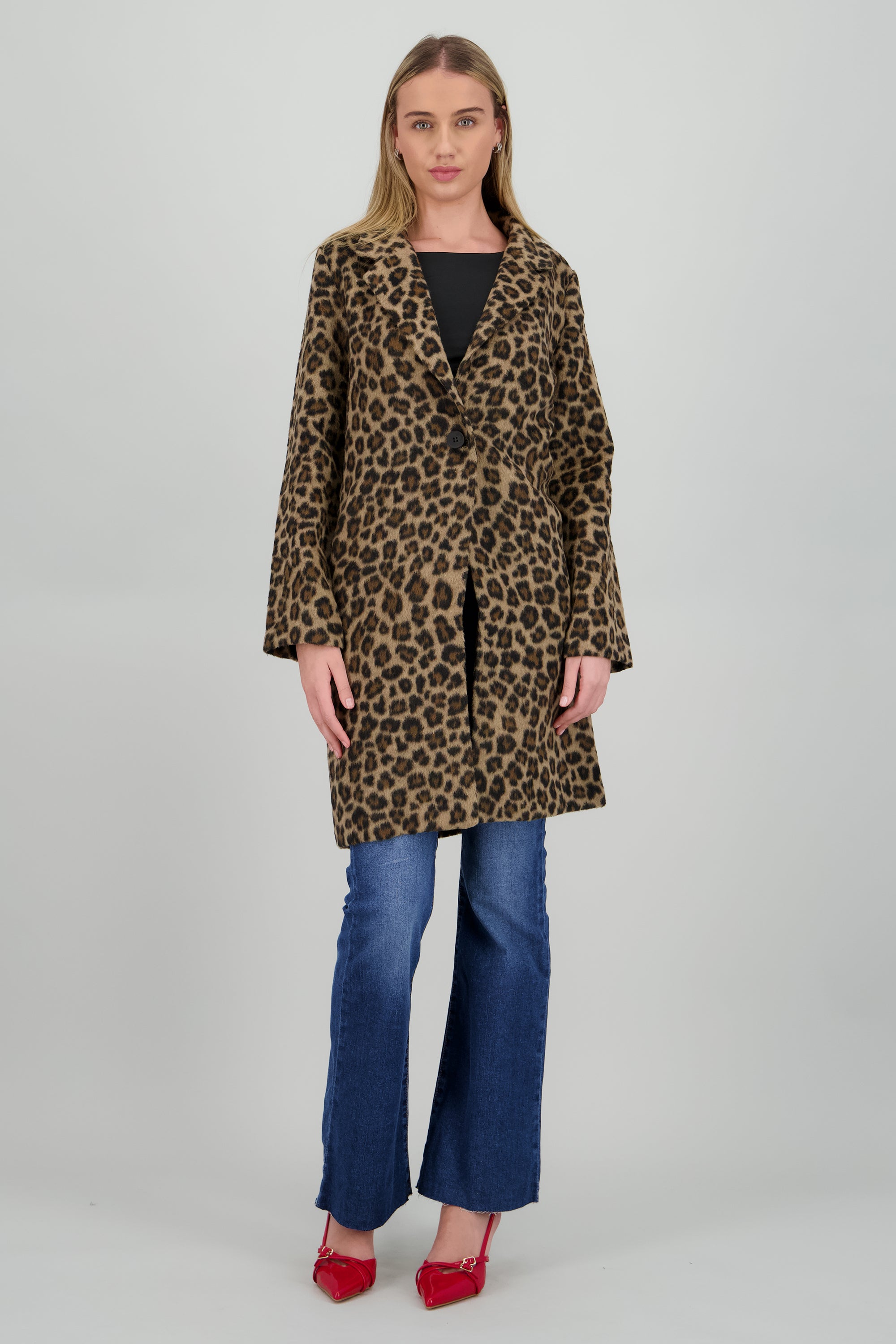 Abrigo animal print midi CAFE COMBO