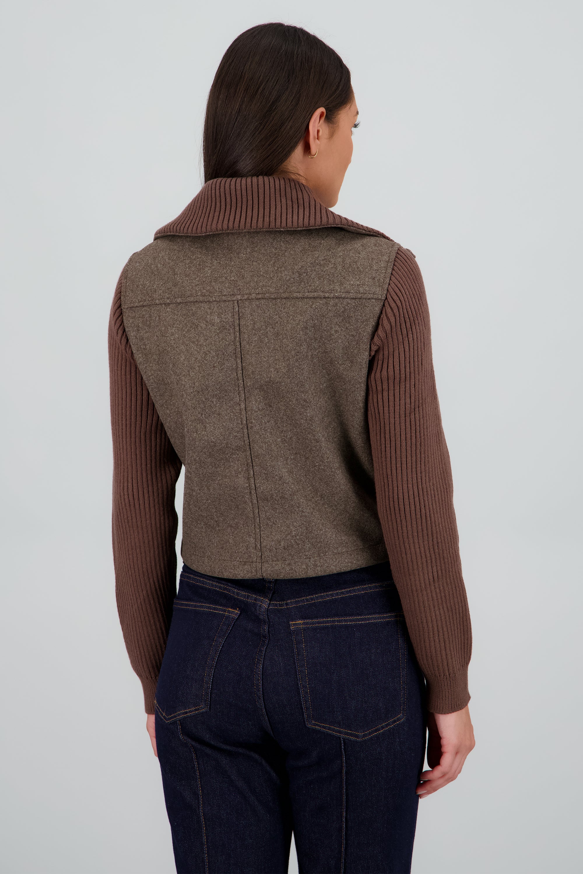 Light jacket contraste tejido de punto CAFE