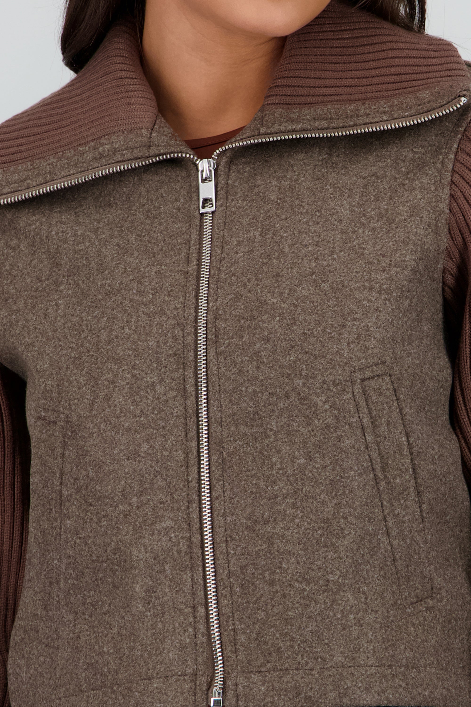 Light jacket contraste tejido de punto CAFE