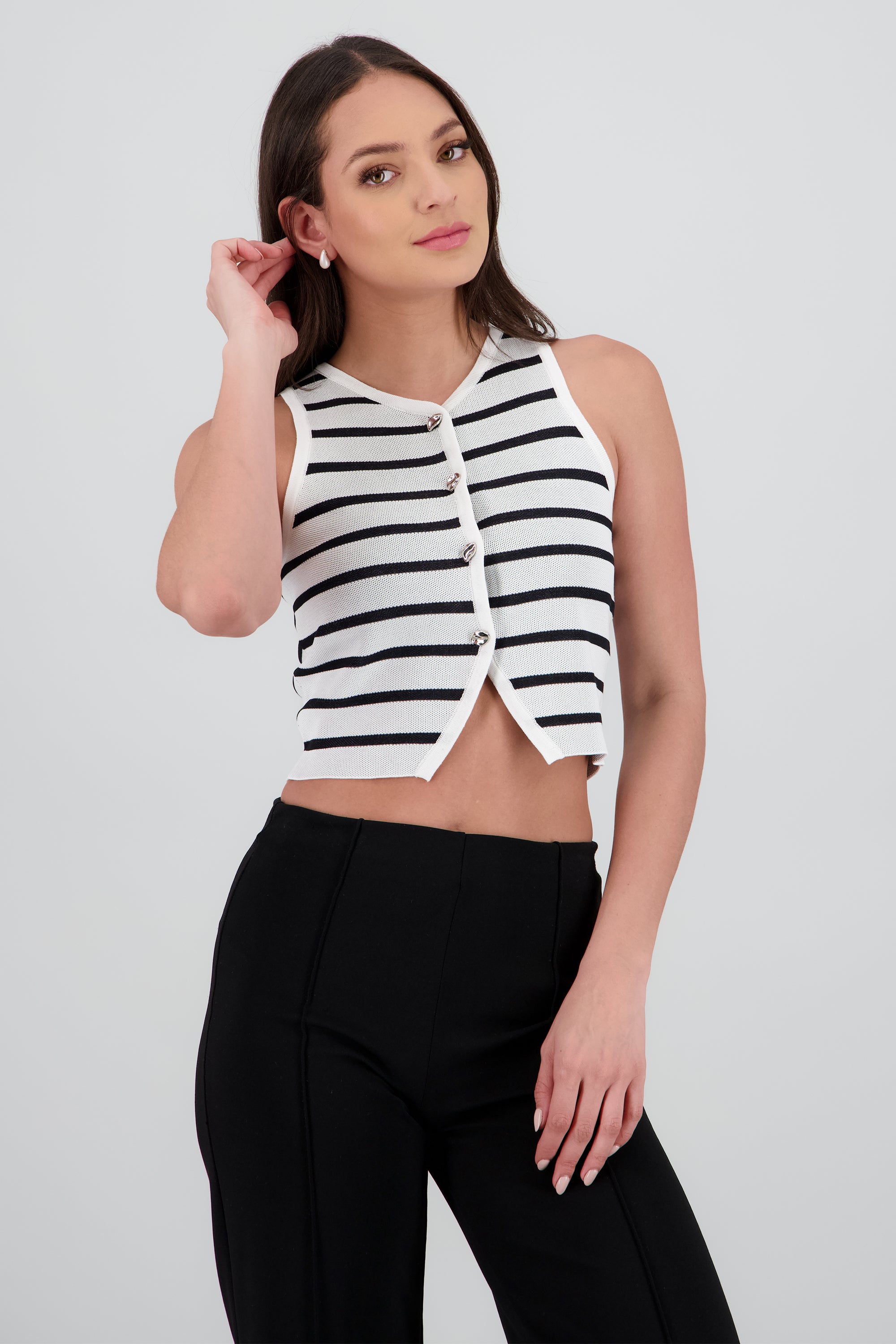 Chalecos rayas crop BLANCO COMBO