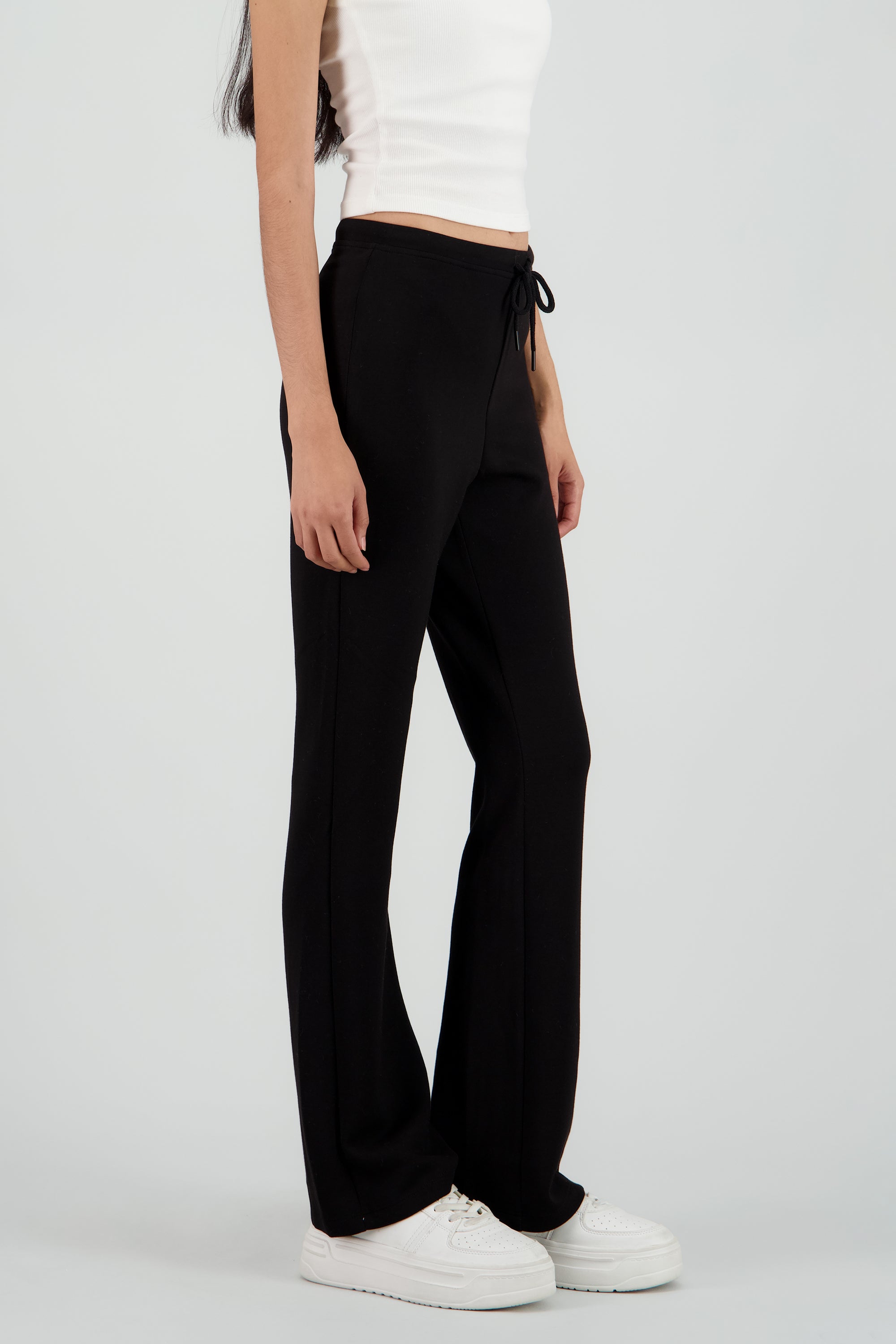 Pants flare detalle jareta NEGRO