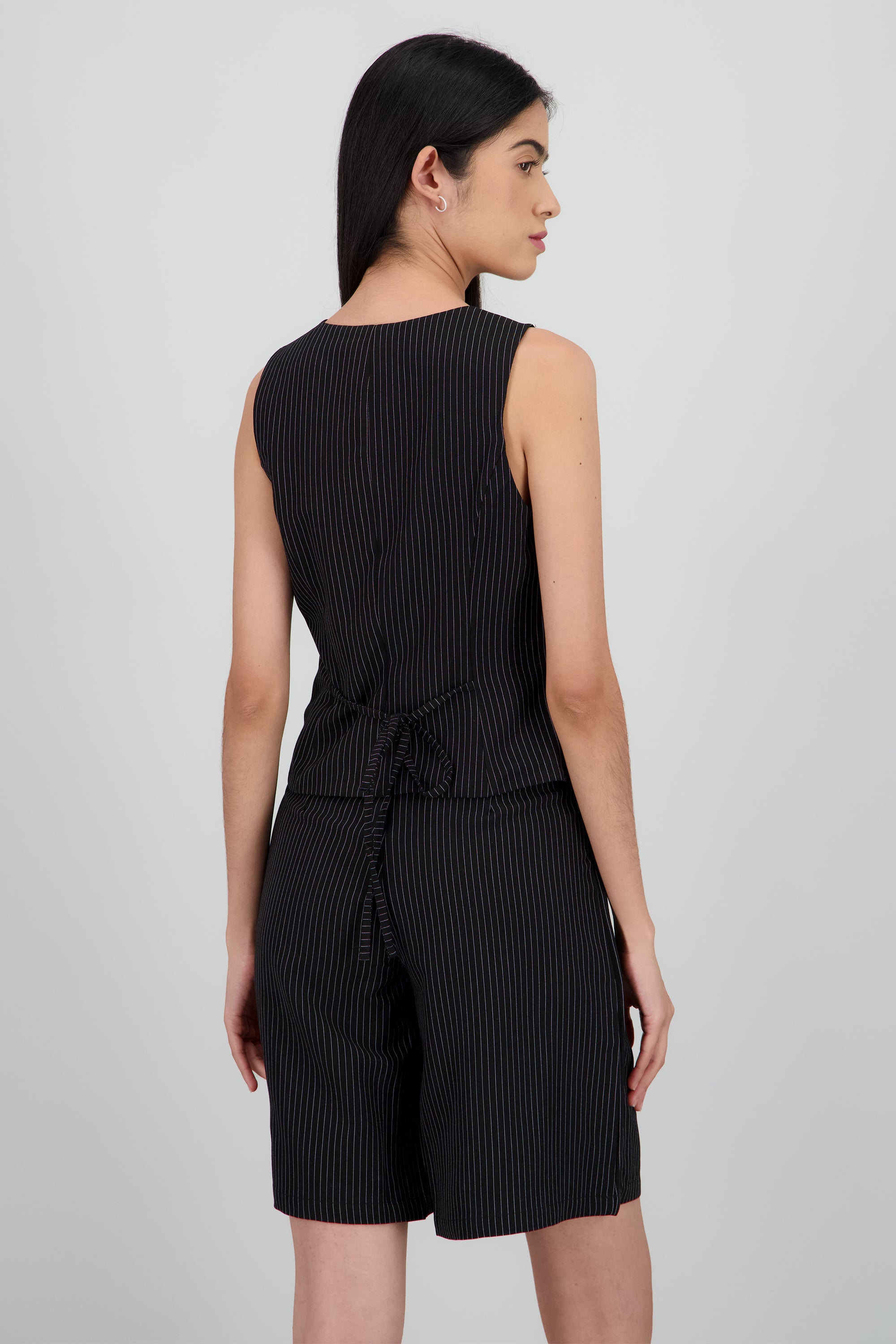 Chaleco sastreado rayas NEGRO COMBO