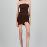 Vestido mini strapless brillos
