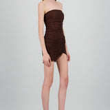 Vestido mini strapless brillos