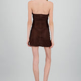 Vestido mini strapless brillos