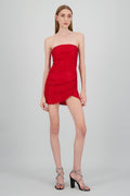 Vestido mini strapless brillos