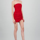 Vestido mini strapless brillos