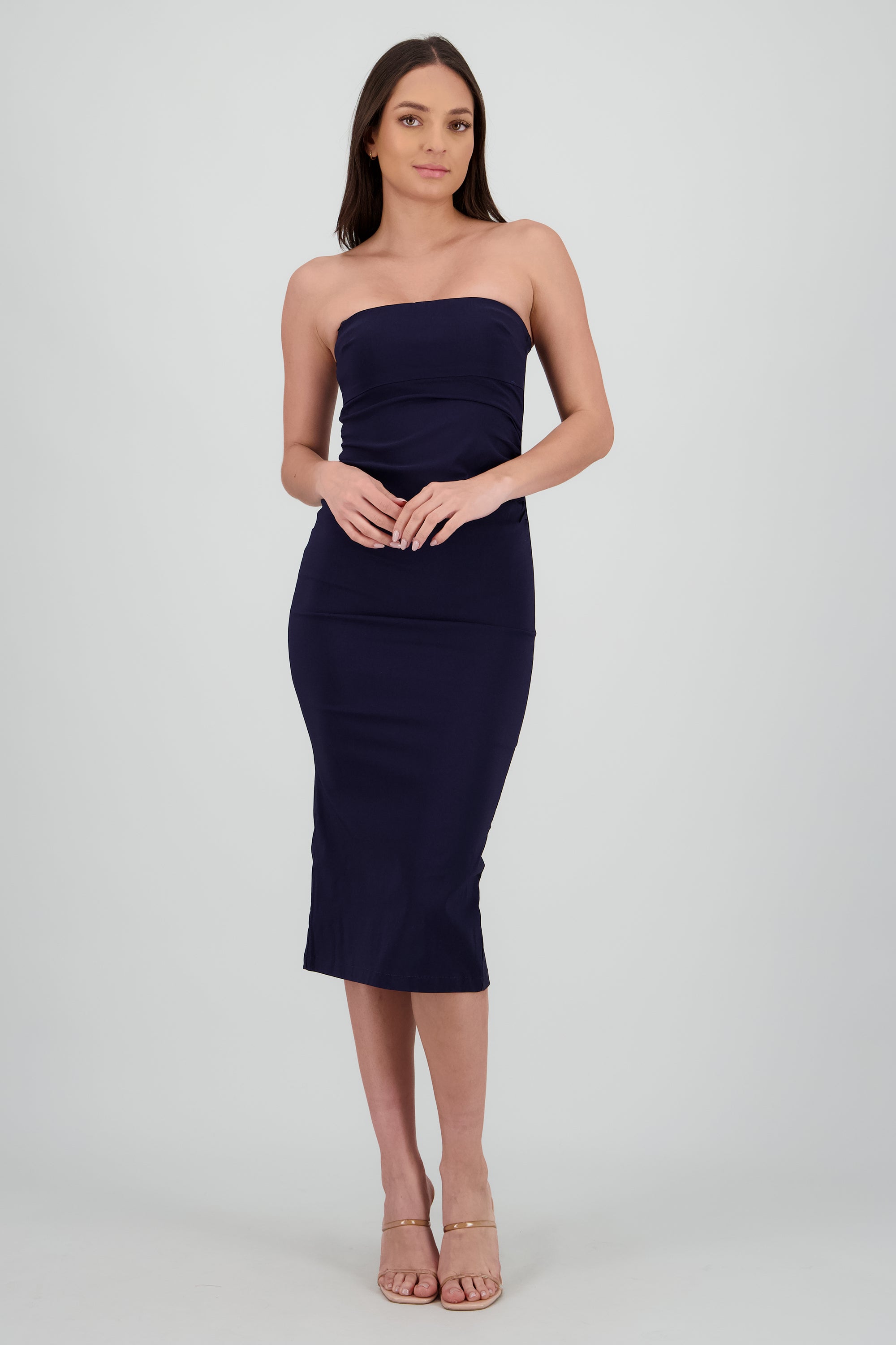 Vestido drapedado tubo MARINO